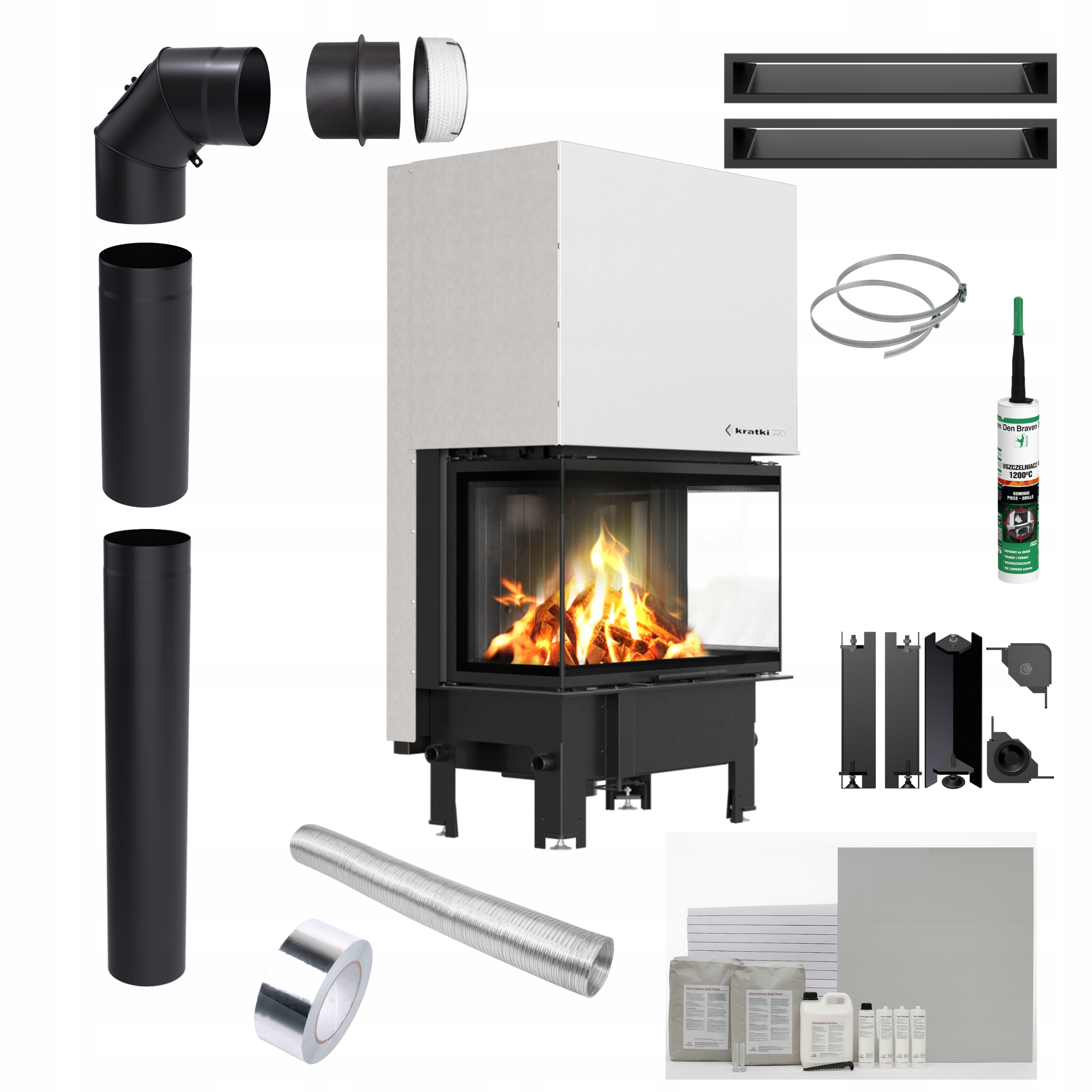 Kominek Kratki Regnor 8kW fi 200 Czarny Akcesoria do Zabudowy Ekoprojekt