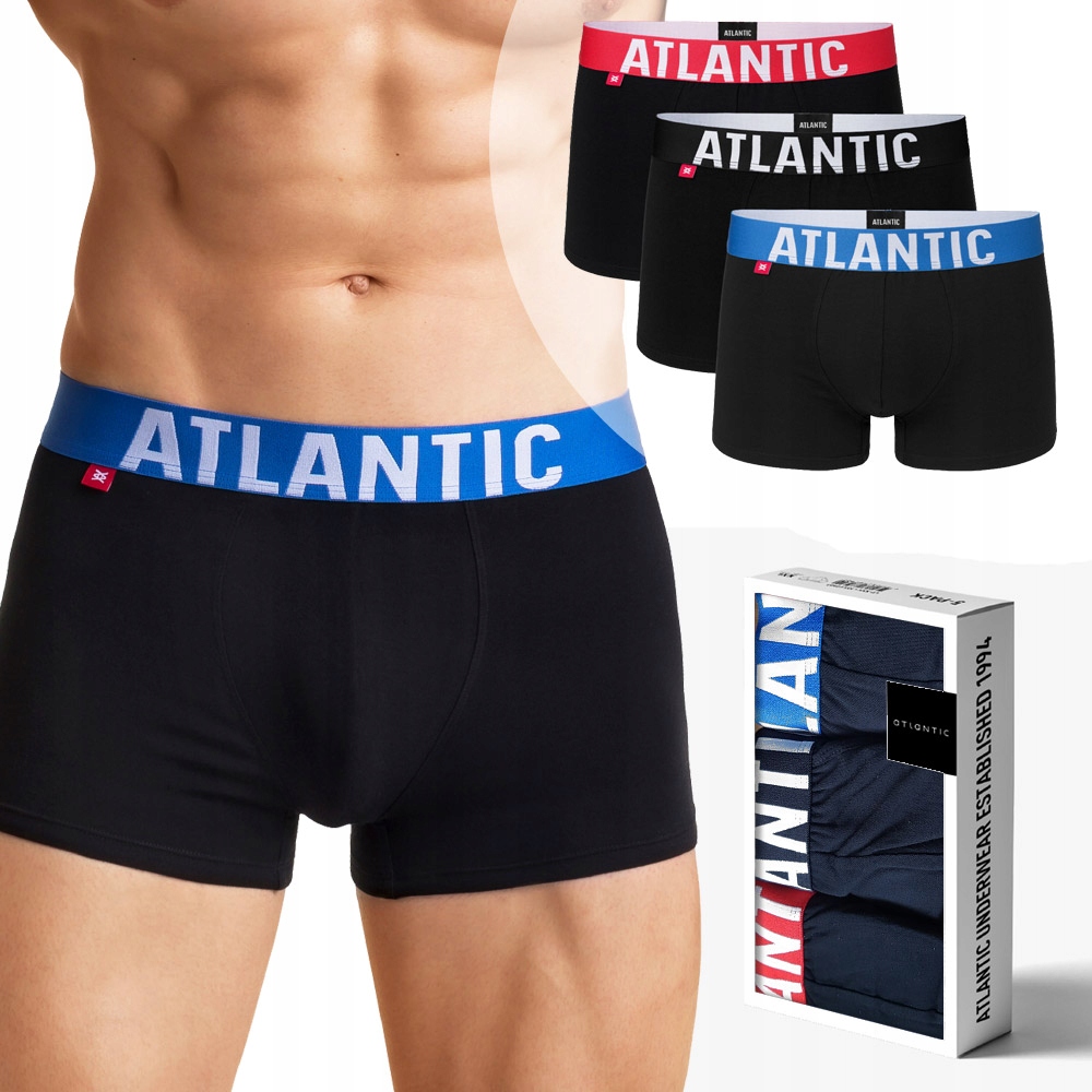 

3x Wygodne bokserki z odkrytą gumą Atlantic *XL