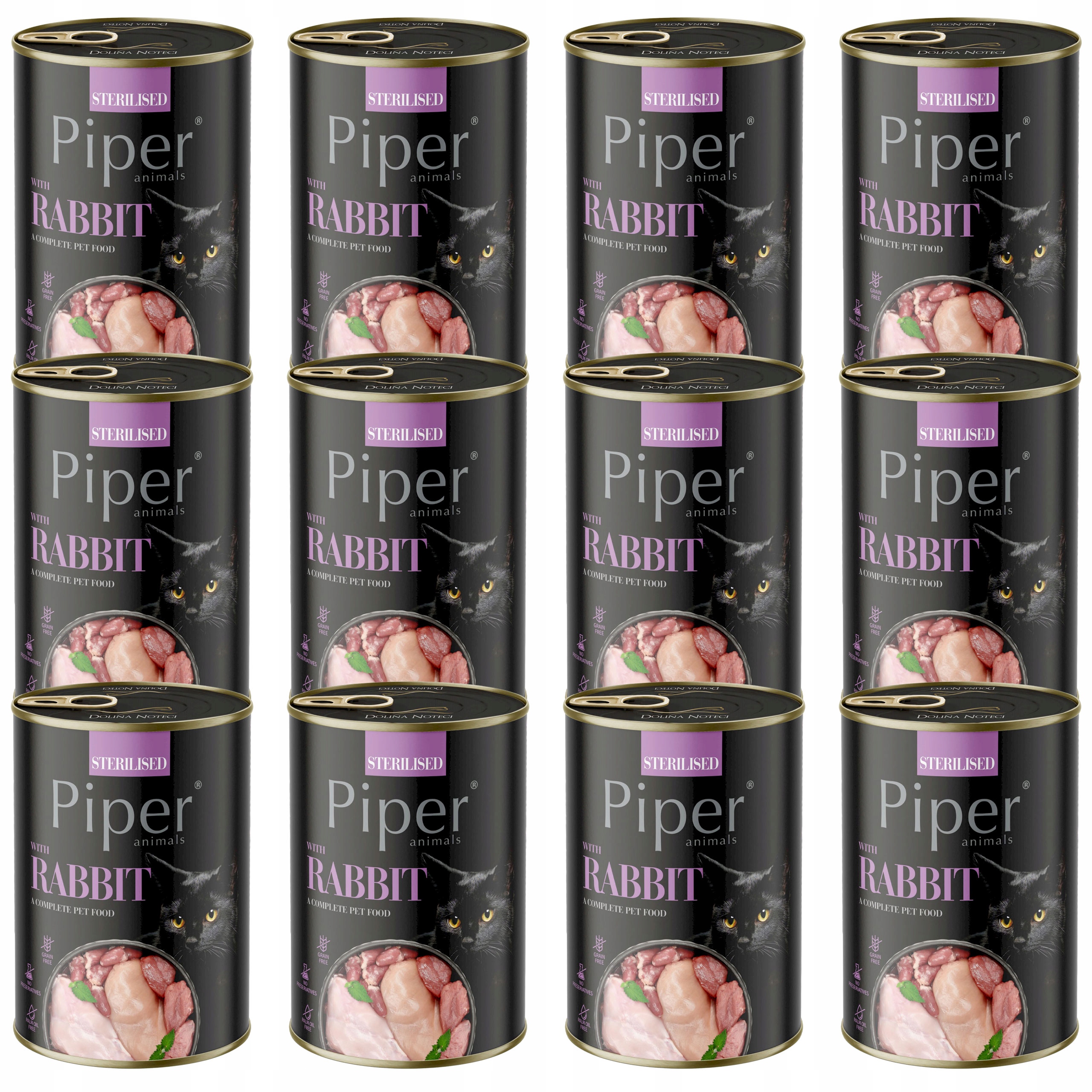 Piper Sterilised Krmivo mokré pro kočky Dolina Noteci Králík 12 x 400 g