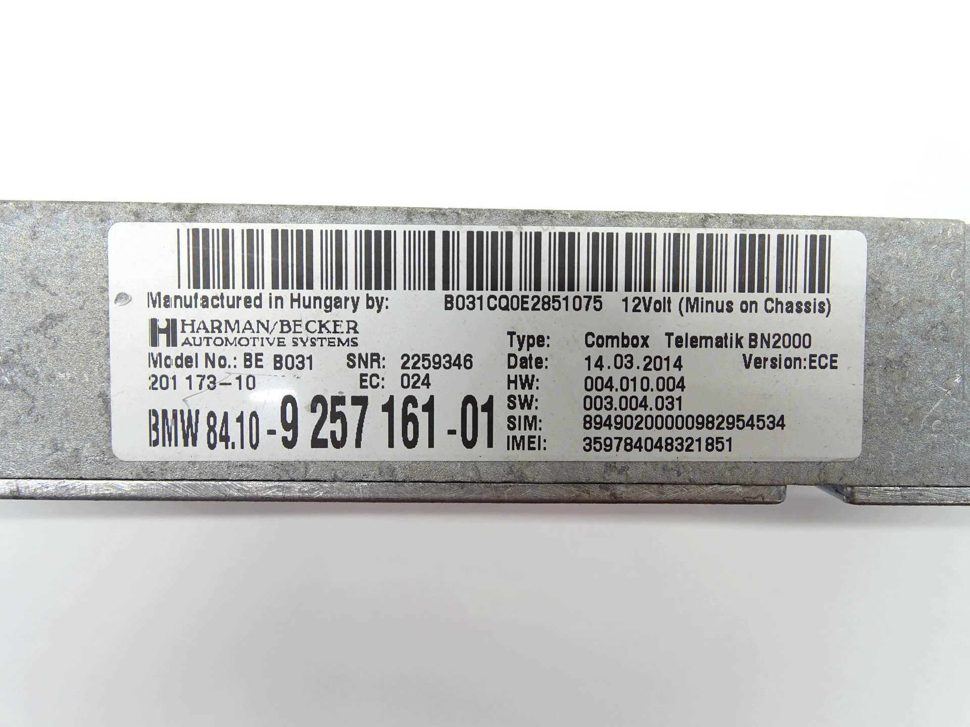module control unit TELEMATIK COMBOX BMW X1 E84 E87 E90 E91 9257161