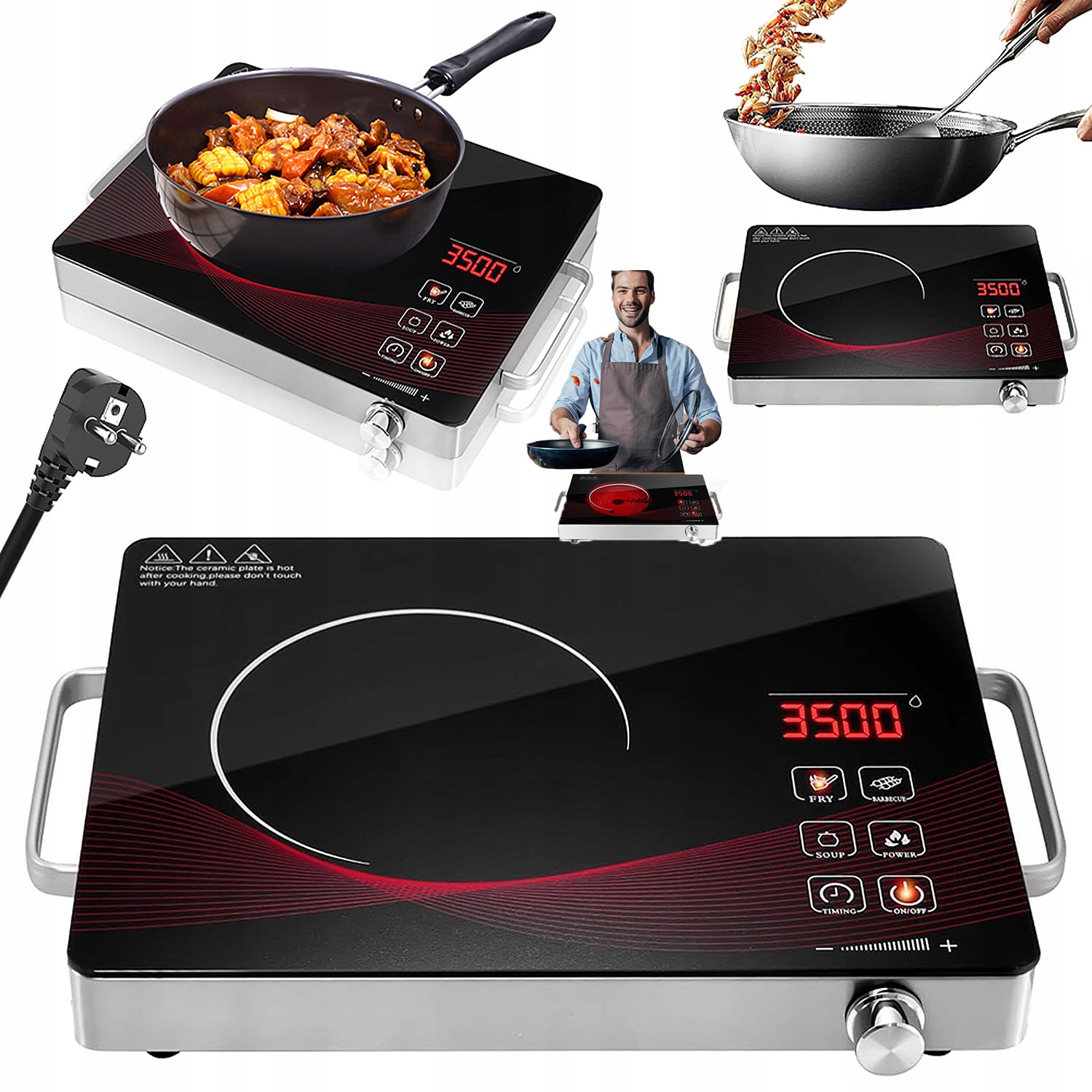 Kuchenka Turystyczna Indukcyjna Mocna Jednopalnikowa Cztery Tryby 41X29,5CM