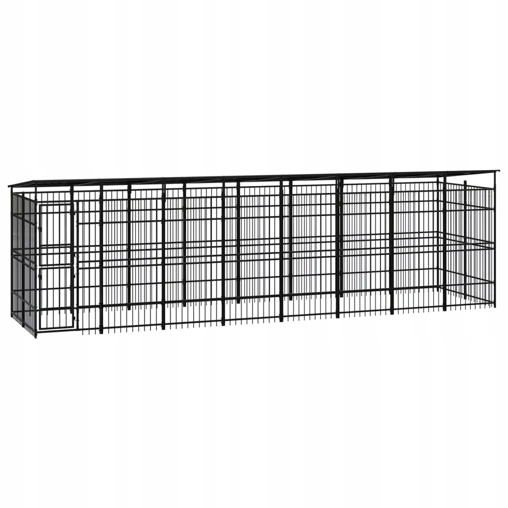Levně Kotec venkovní pro psy, se zastřešením, ocelová, 14,75 m²
