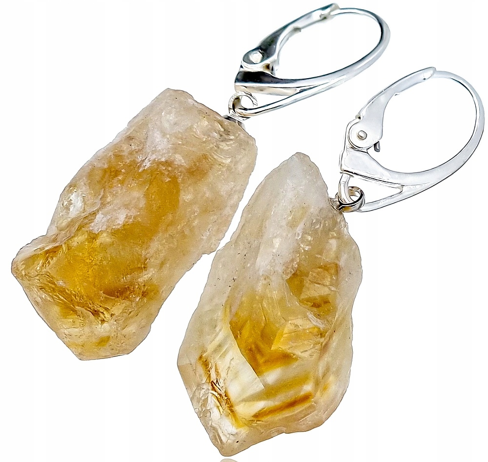 Přírodní citron Krásné Náušnice Stříbro