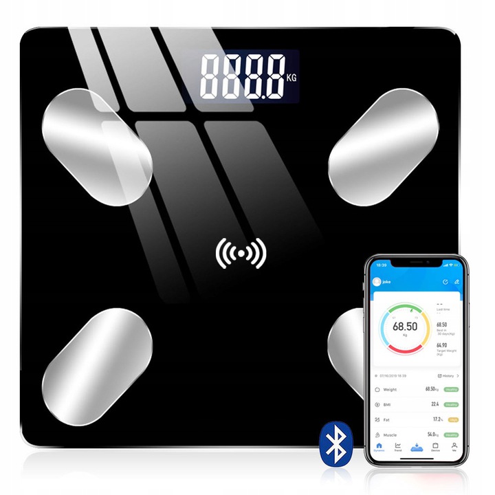 ANALITYCZNA INTELIGENTNA WAGA ŁAZIENKOWA SMART 26w1 BMI + DESKA KUCHENNA Kod producenta 5904610810880