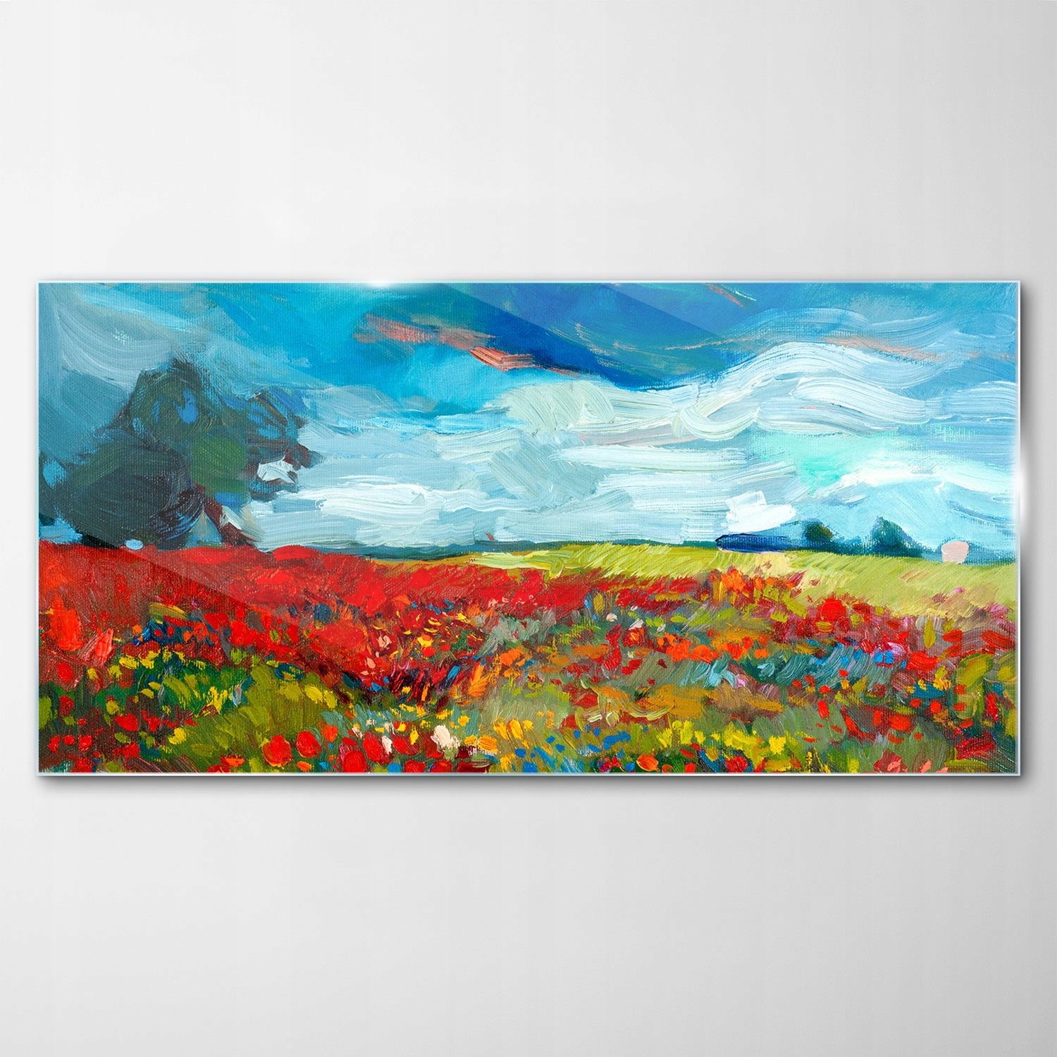 Obraz Sklenený dekor Lúka Kvety Krajina 100x50