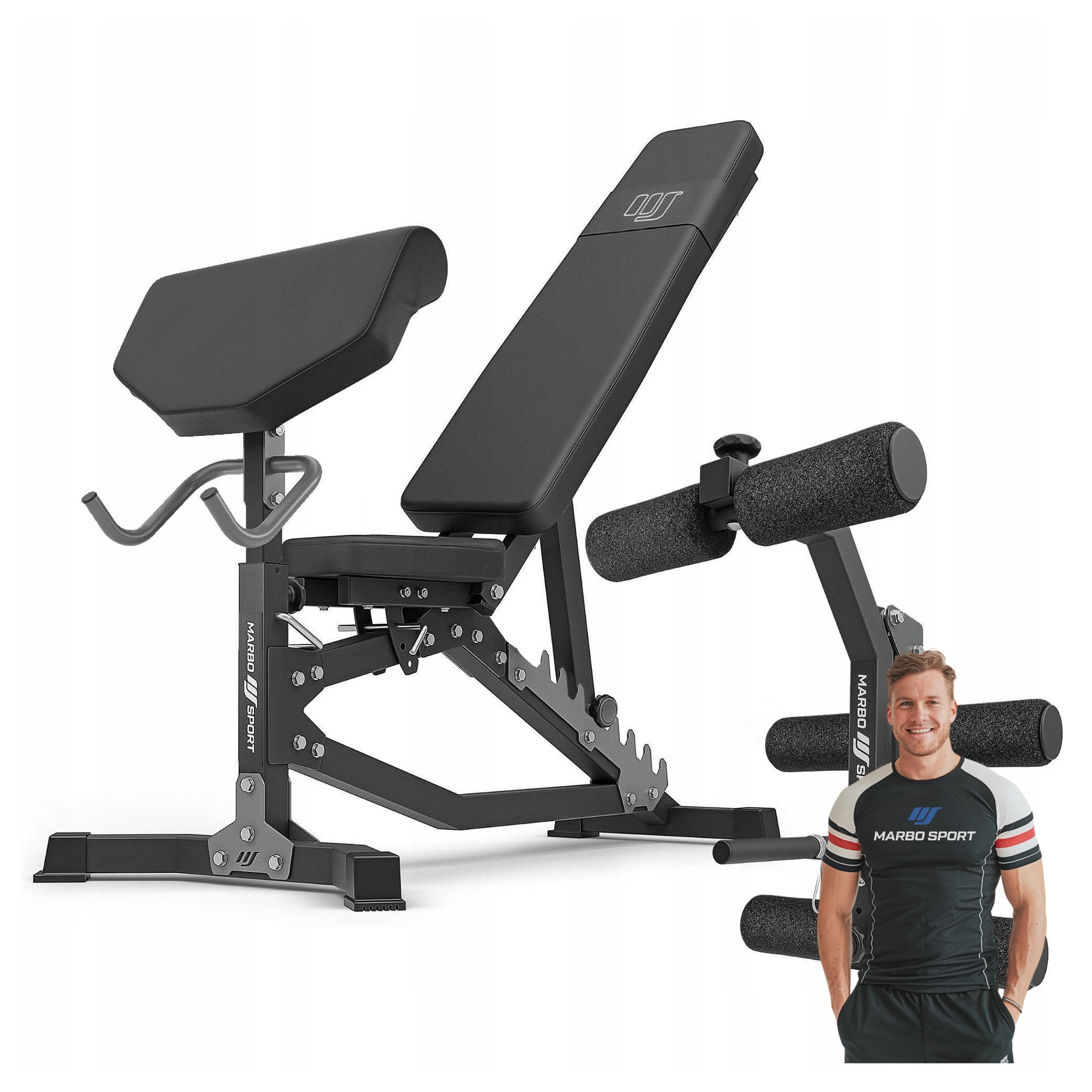 Sada MS39 2.0 lavička modlitební lis na nohy posilovna biceps komplet