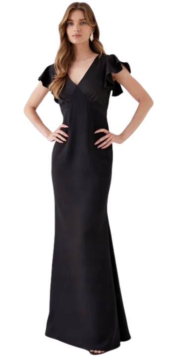 Coast Černé Dlouhé Šaty S Volánky 42 Hkd