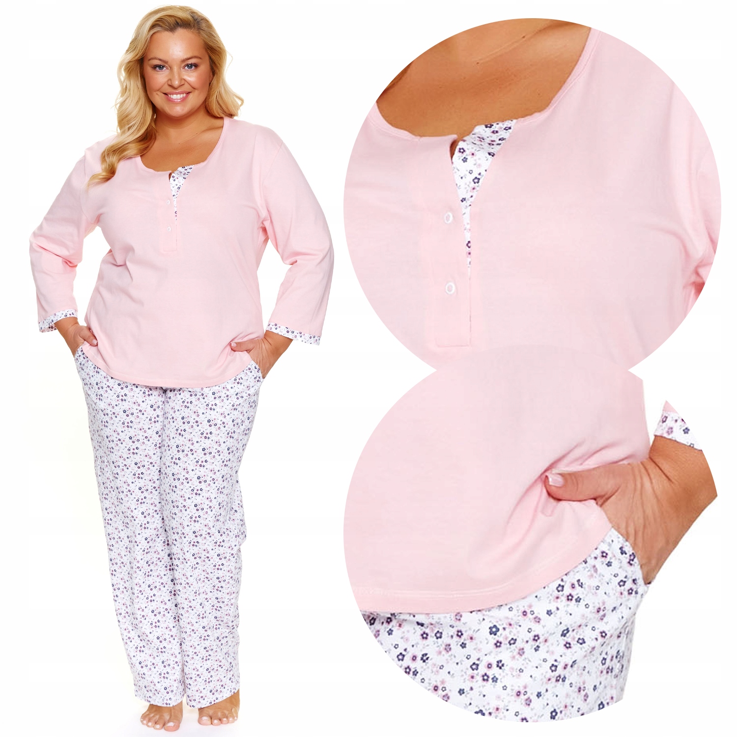 Doctor Nap PB.7324 sweet pink bavlna dlouhá dámská růžová XL Pyžamo