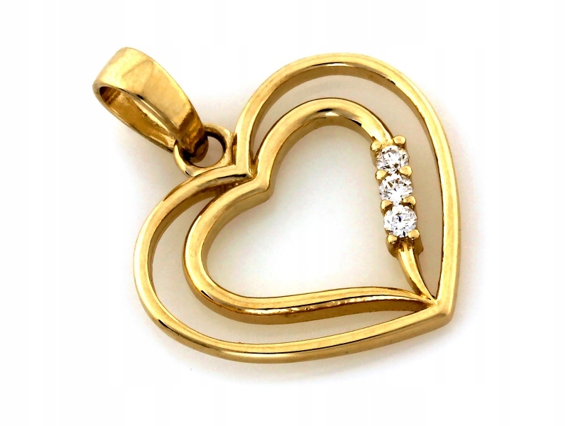 Přívěsek zlaté srdce 585 Srdíčko jemně s bílými zirkony 0.88 g