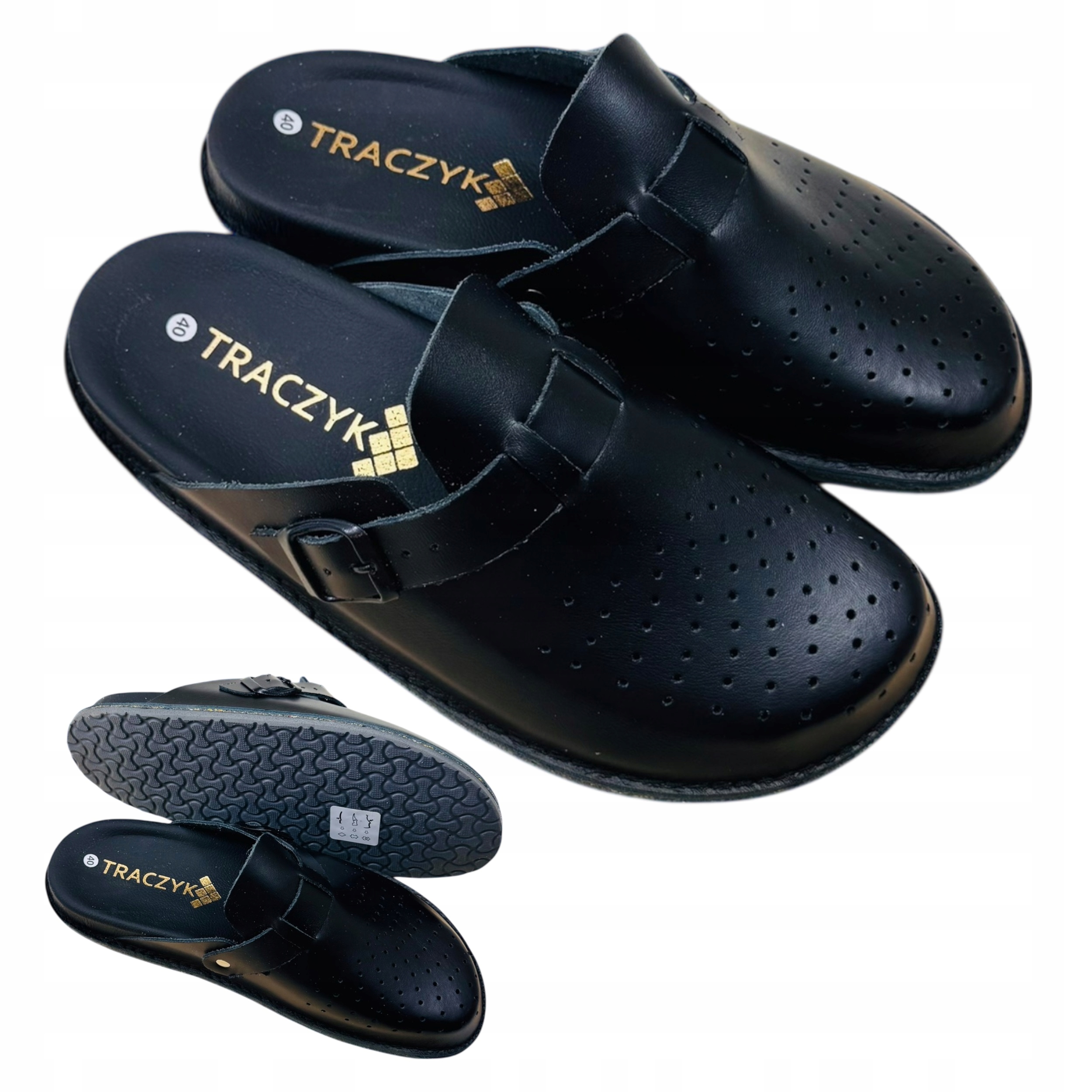 Traczyk Nazouváky Profilované Fusbet Přírodní Kůže Černé Ortopedické vel. 36