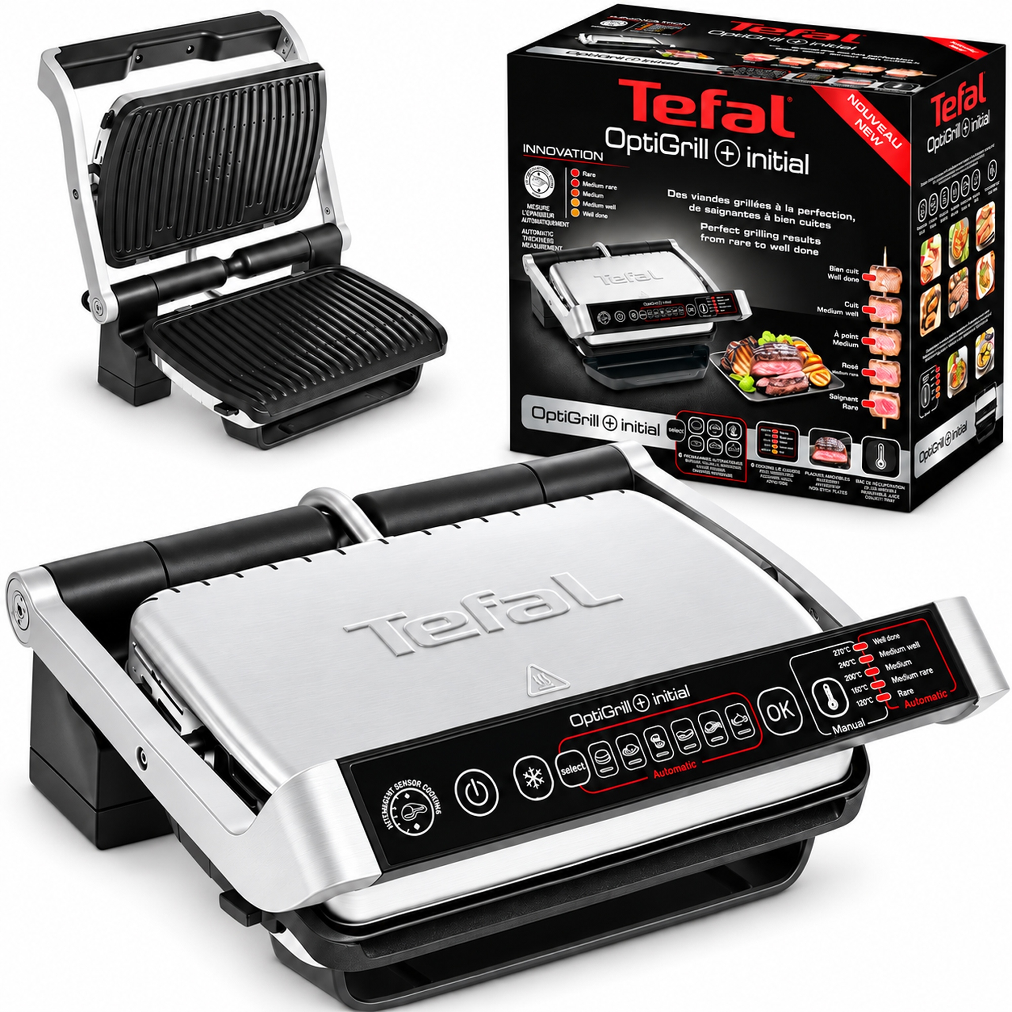 Elektrický Gril Tefal Optigrill GC706D34 2000W Inox Automatické Programy