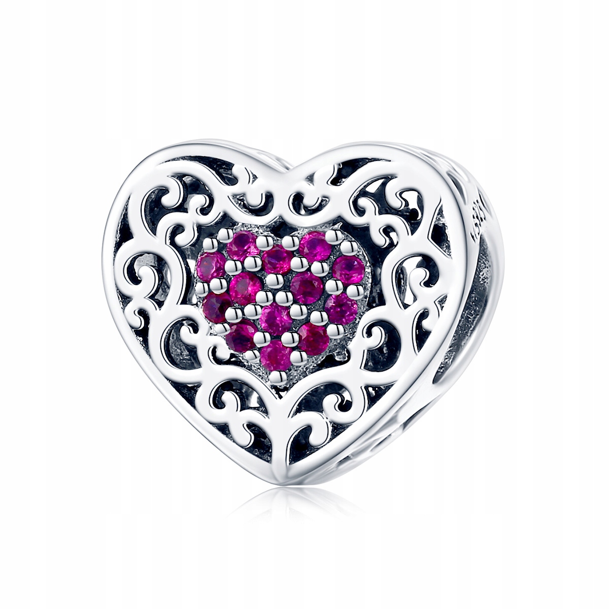 

Charms koralik Bransoletki Serce Ażur srebro pr925