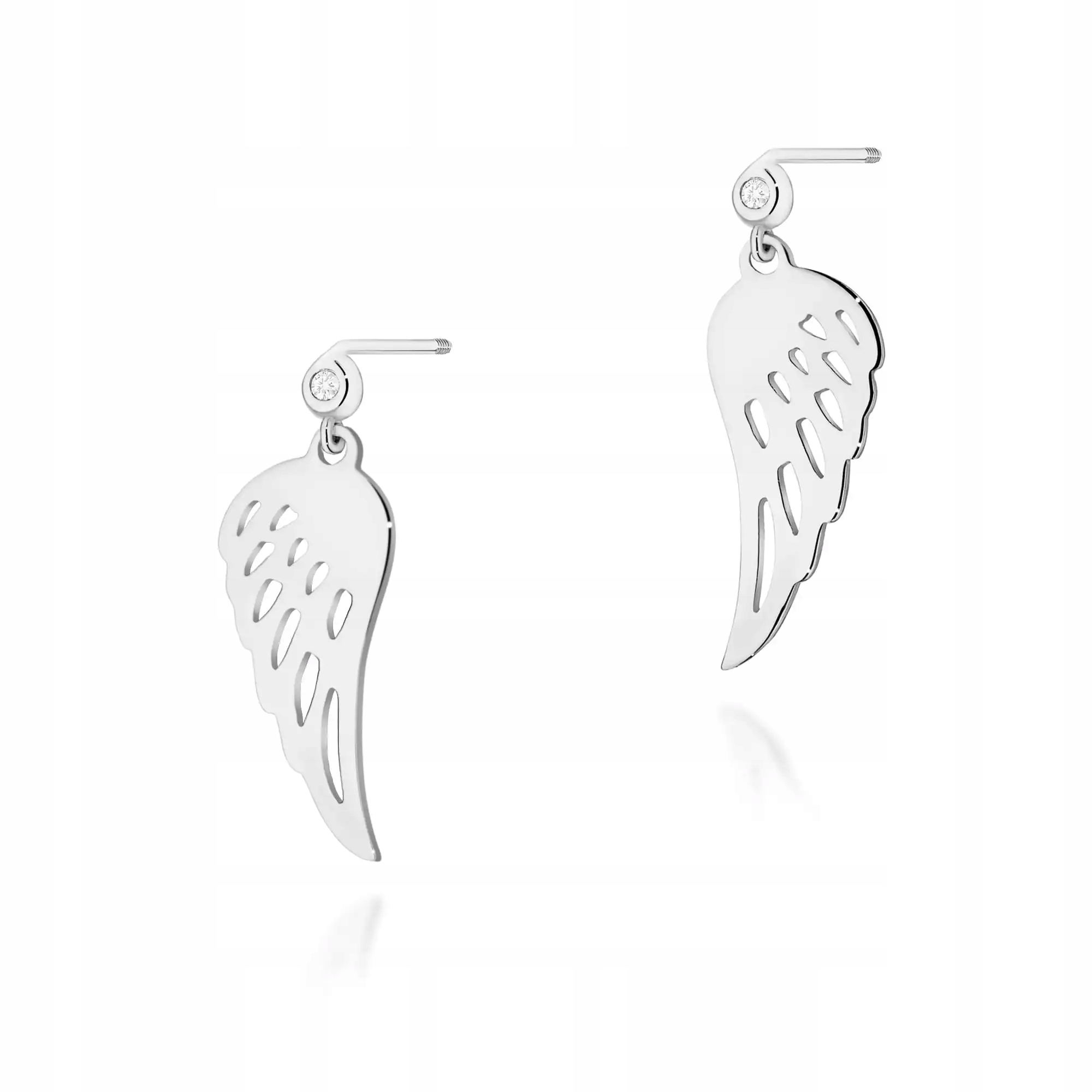 Náušnice ze zlata 585 s diamantem, bílé zlato, puzetky, moderní design, efektní