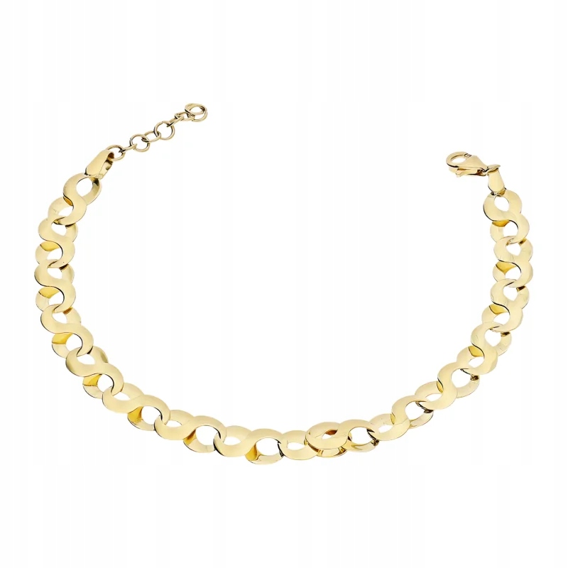 Elegantní zlatý náramek 585 s nekonečnými články R1 9 Cm nastavitelný 14kt
