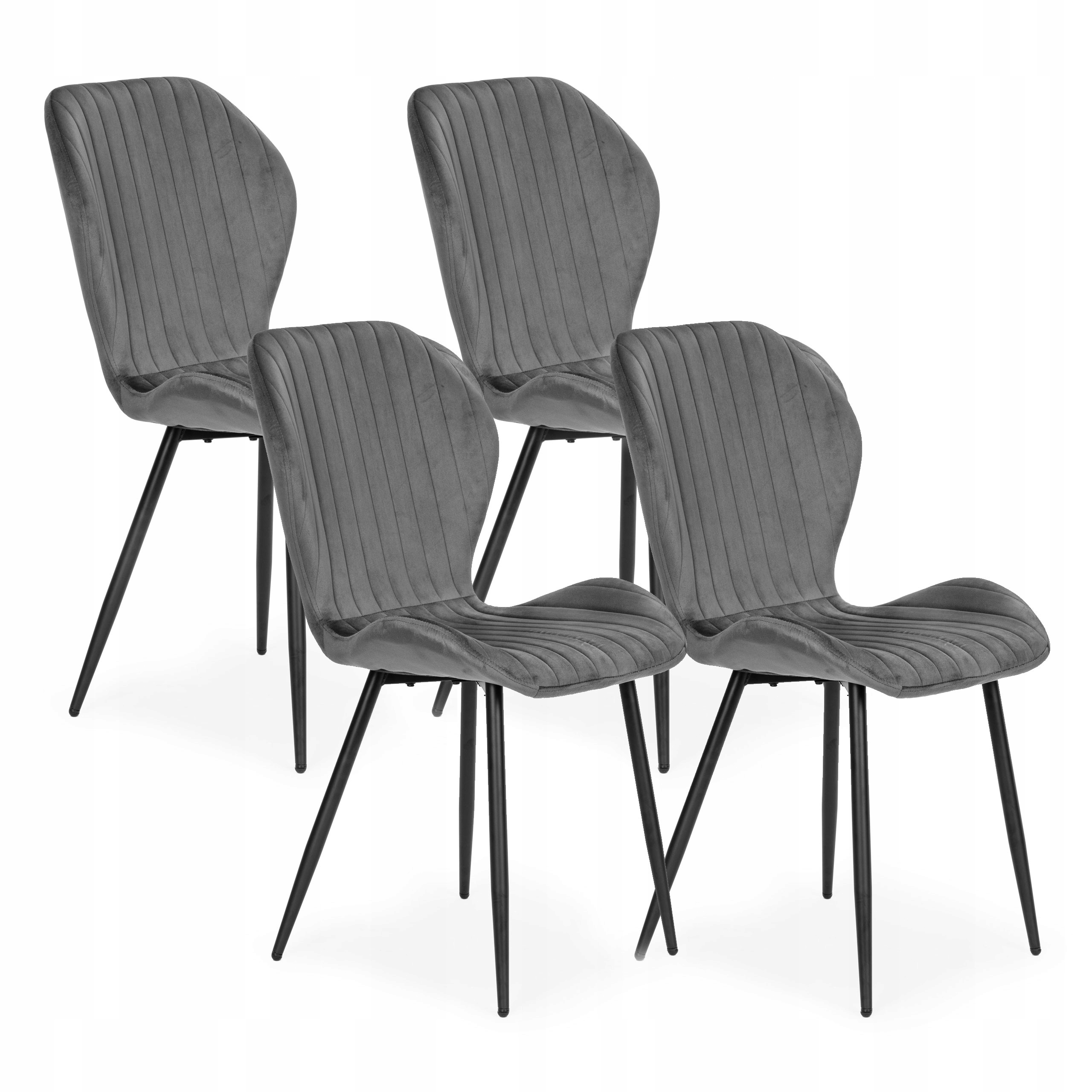 Židle ModernHome , šedý samet, 4 ks