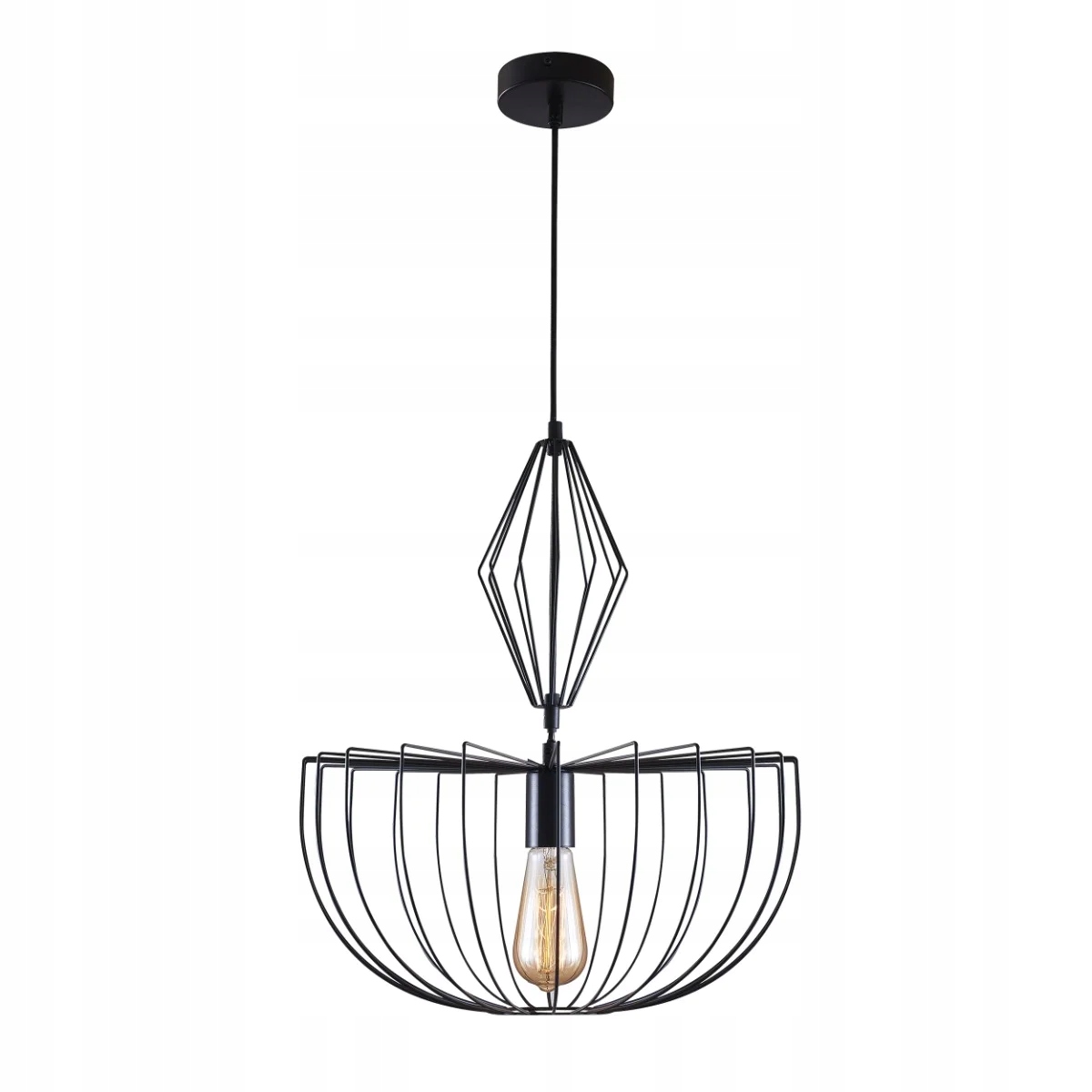 Závěsná lampa loftová černá ozdobná kovová do obývacího pokoje ložnice Polux