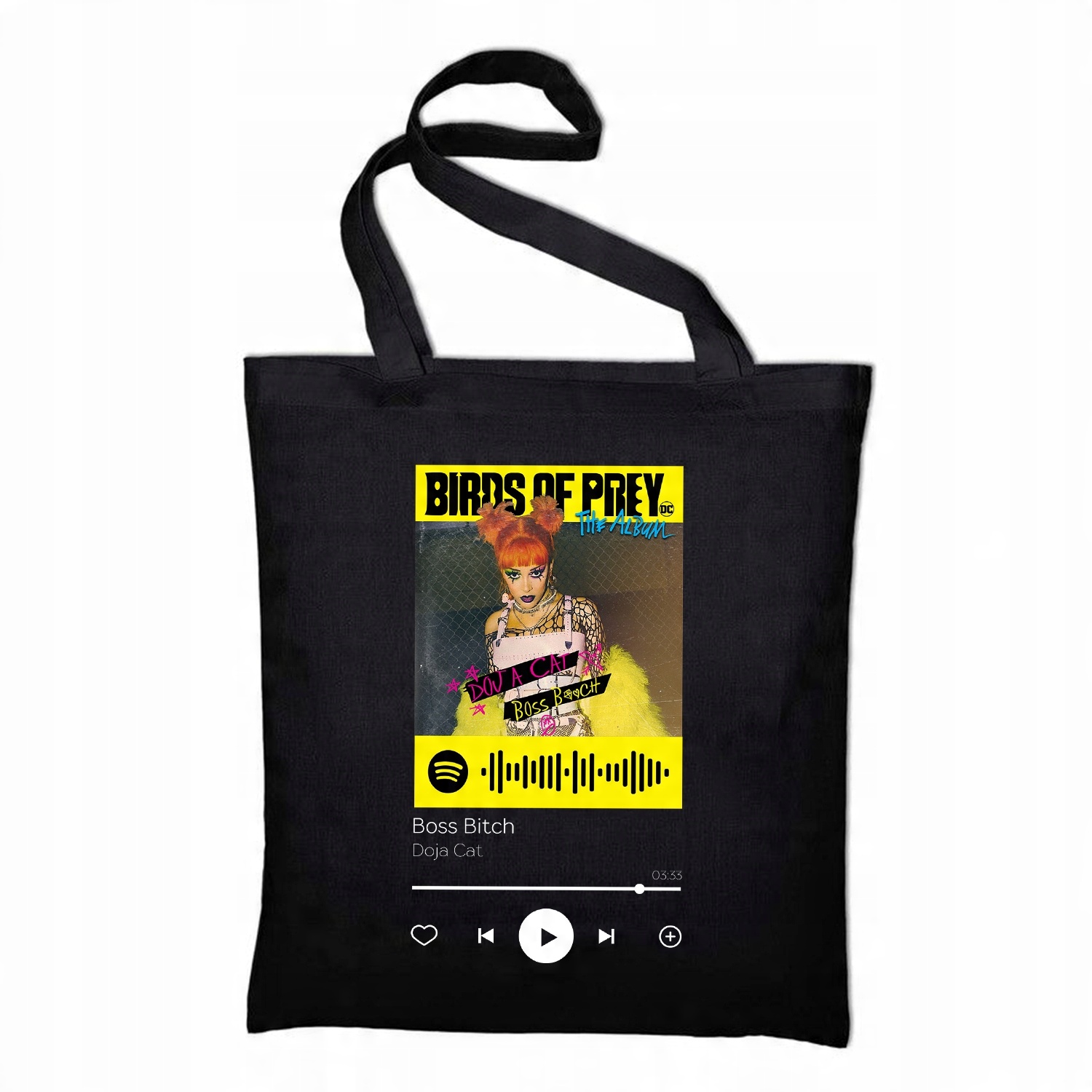 

Torba Ekologiczna Czarna Doja Cat wzór Spotify 30