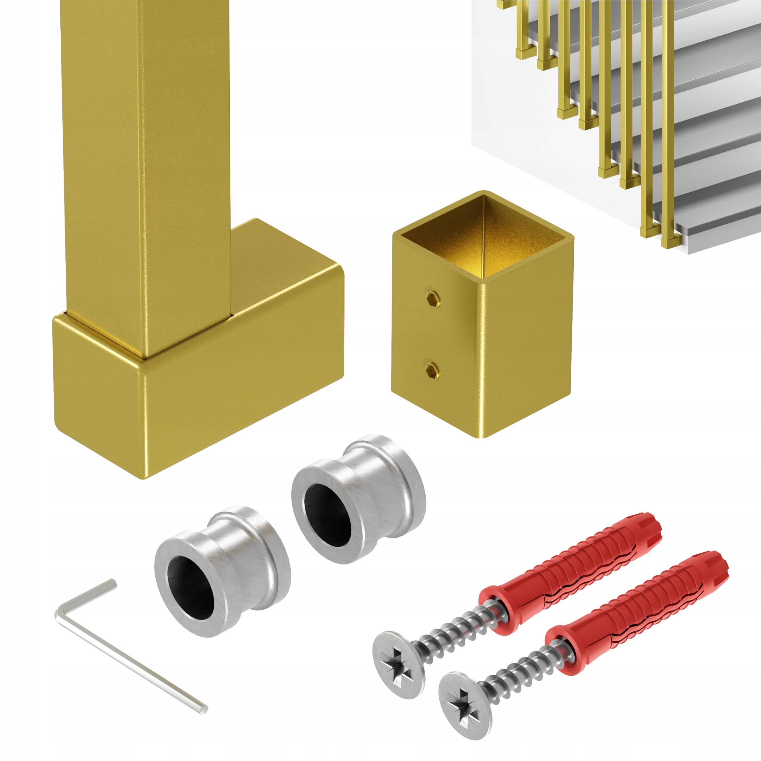 Zábradlí Na Schody Barierka Sloupek Zlatý 25x25 mm 400 cm Harfa Soho