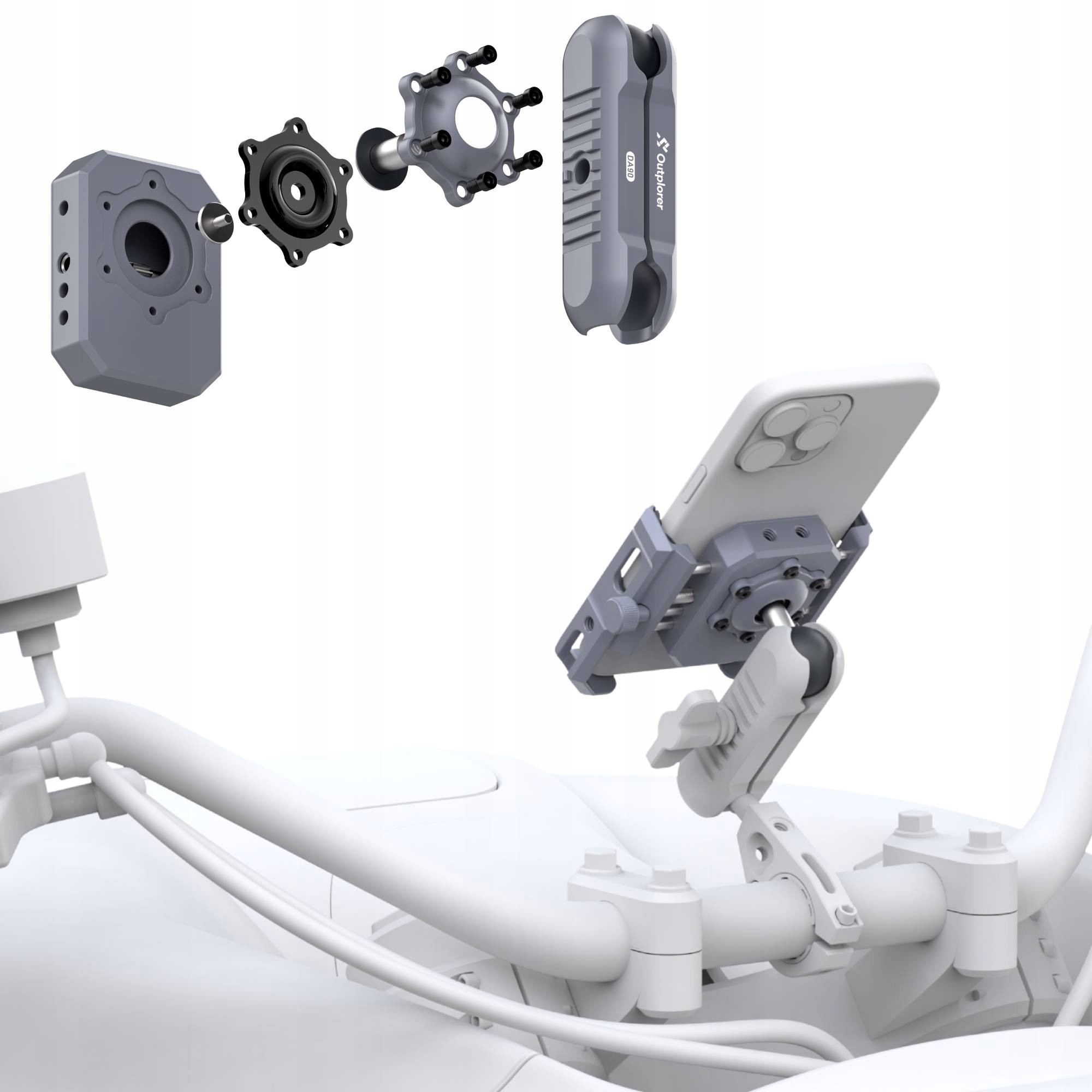 Nastavitelný držák telefonu (63-97 mm) na kouli 1 palce Outplorer PH10