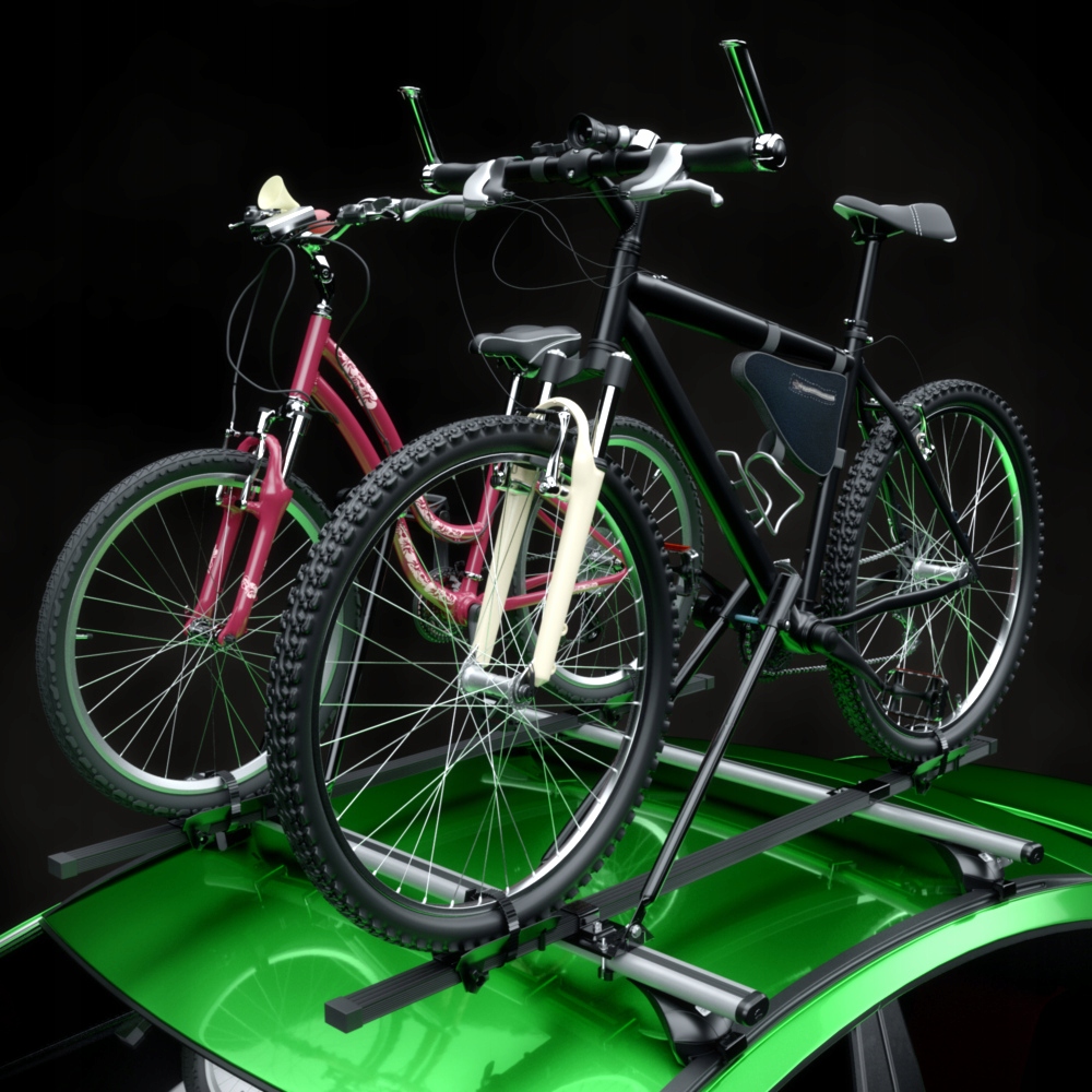 2x BAGAŻNIK DACHOWY NA ROWER - STALOWY UCHWYT ROWEROWY NA DACH - AMOS Długość 150 cm