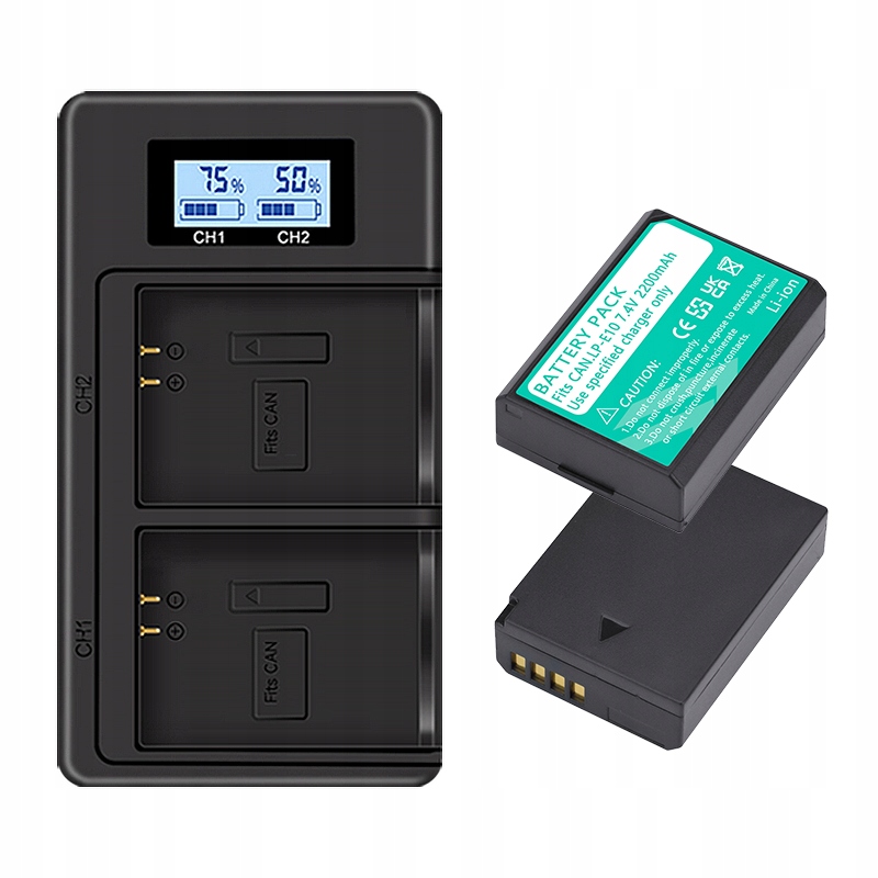 2x LP-E10 Baterie LCD Nabíječka pro Canon Eos 1200D Rebel T5 T6 Kiss X50 X70