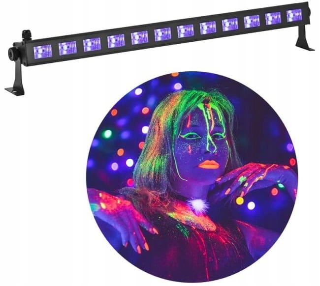 SCENICZNA LISTWA BELKA LED 12X3W ULTRAFIOLET LEKKA MOBILNA
