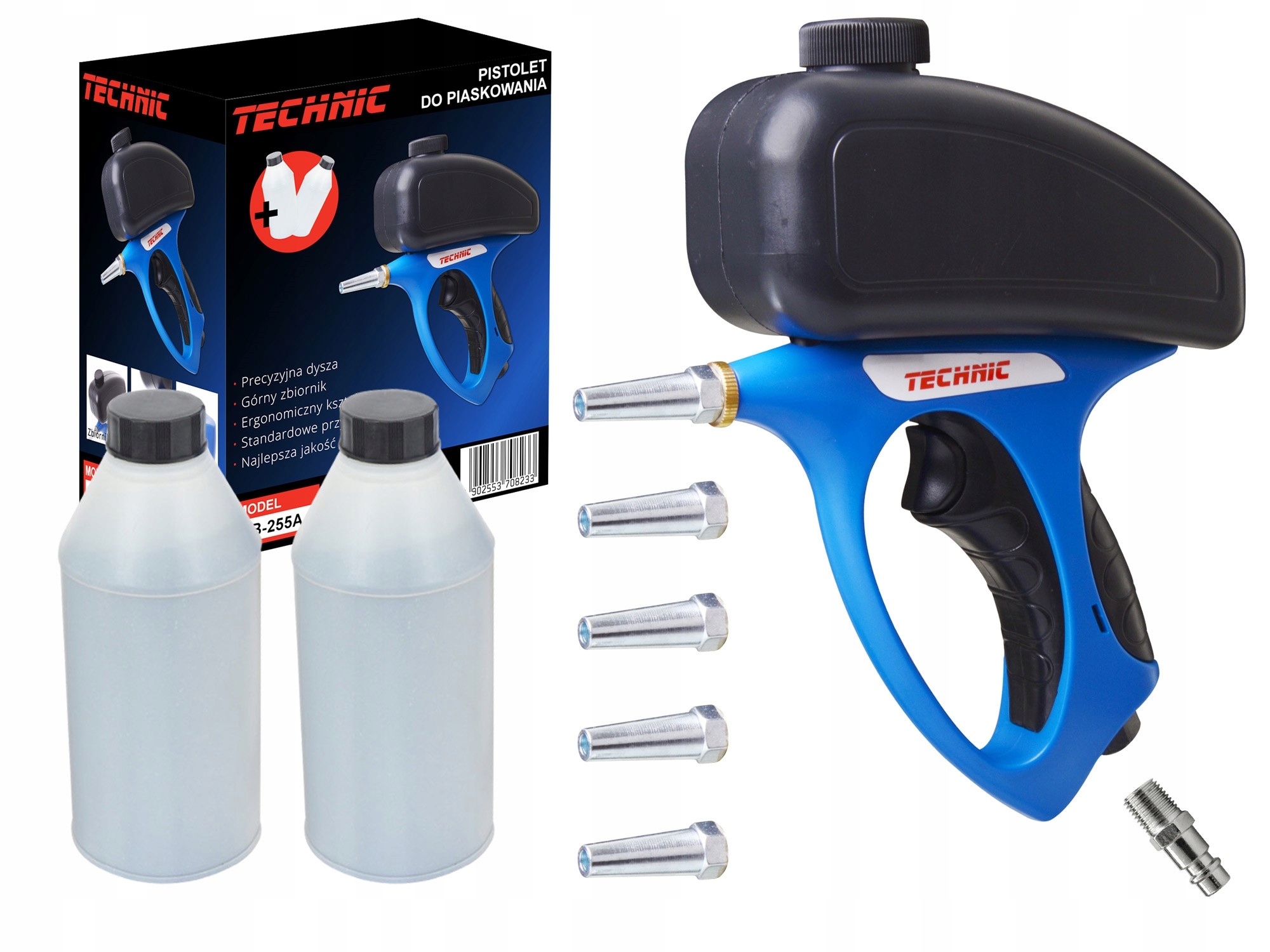 Piaskarka Pistolet Piaskowania 4x Dysza Korund 2kg