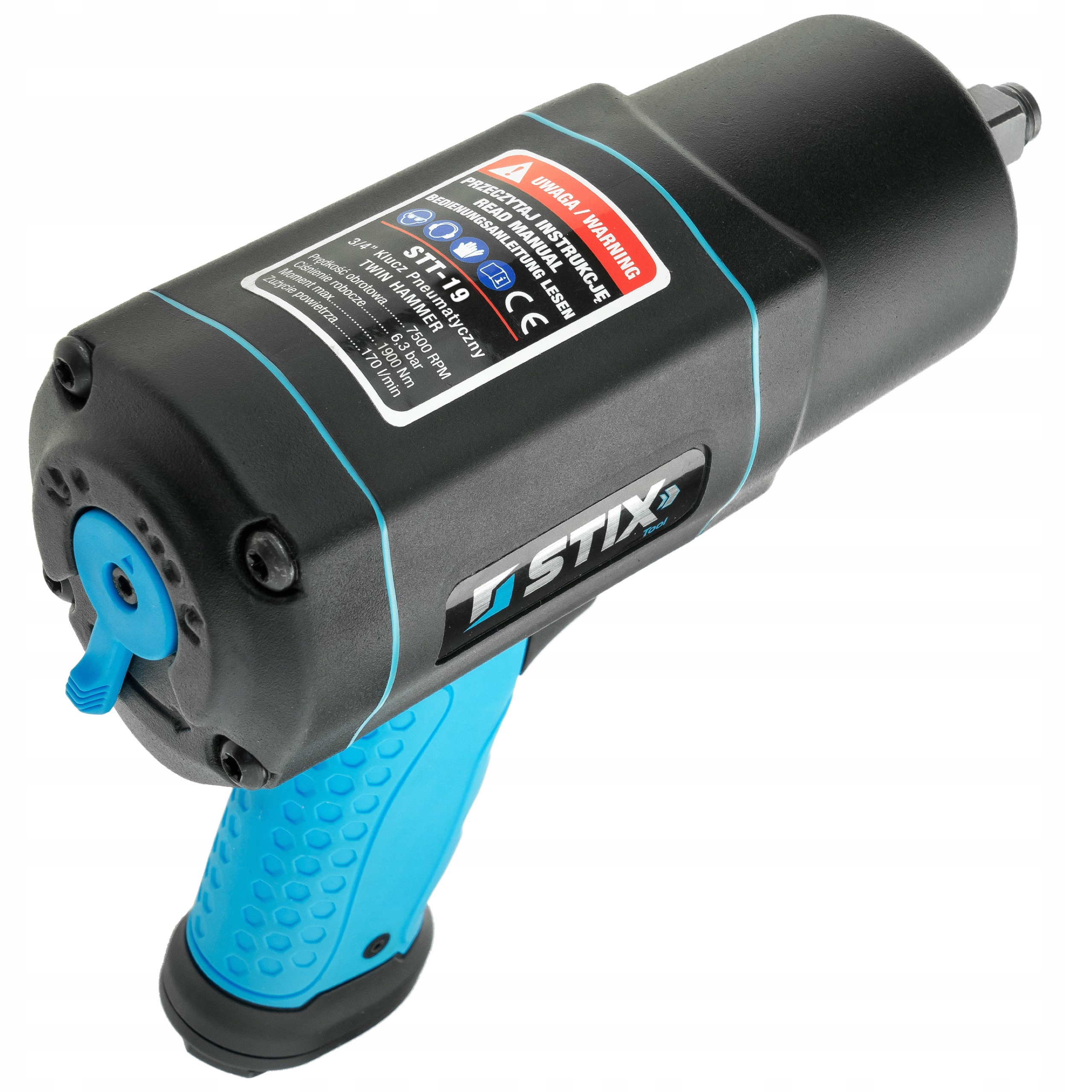 KLUCZ PNEUMATYCZNY UDAROWY DO KÓŁ 1/2 1900NM + NASADKI, WALIZKA I NAOLEJACZ Rodzaj klucz udarowy