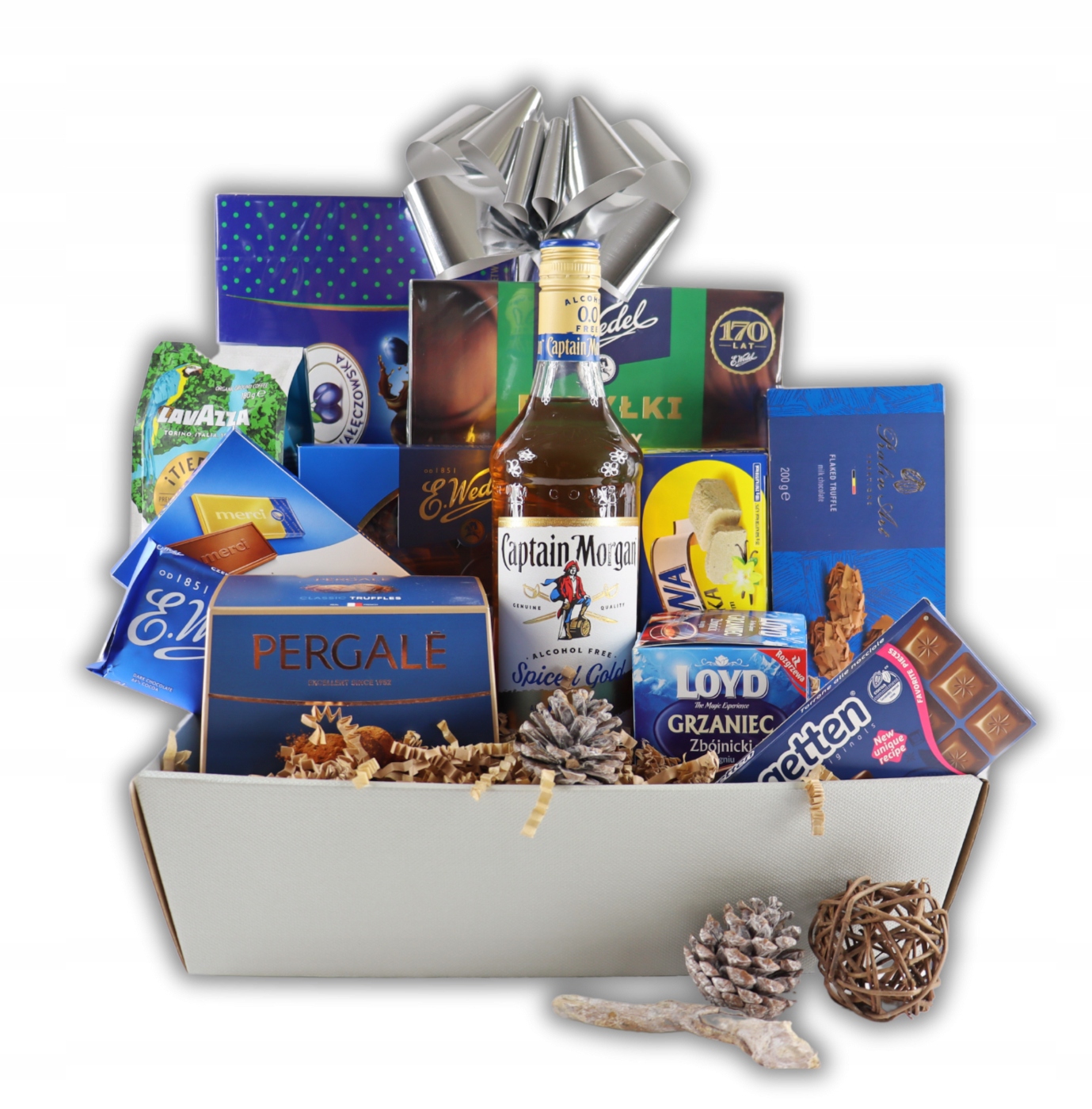 Levně Dárkový koš Safírový Rarita Captain Morgan nealkoholický