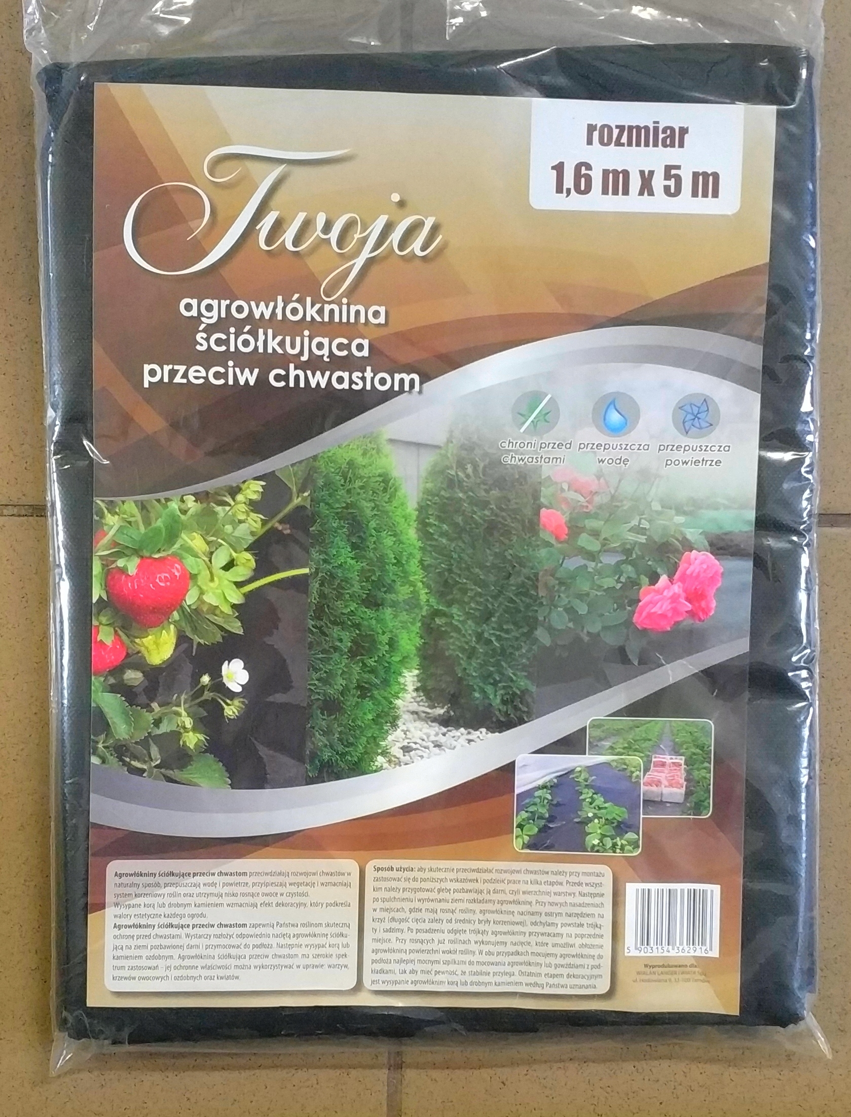 

Twoja agrowłóknina przeciw chwastom Czarna 1.6x5m