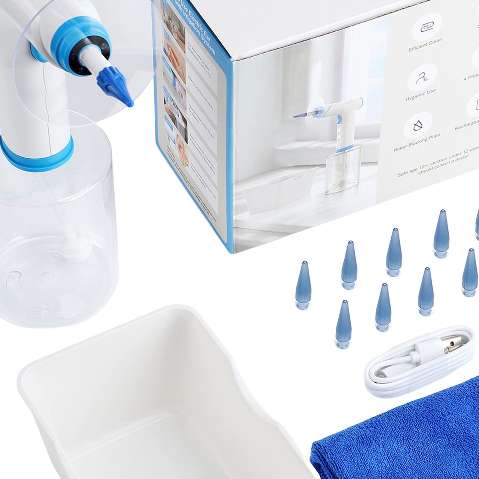 elektryczny zestaw do czyszczenia uszu 500ml 4 tryby Led Igtops