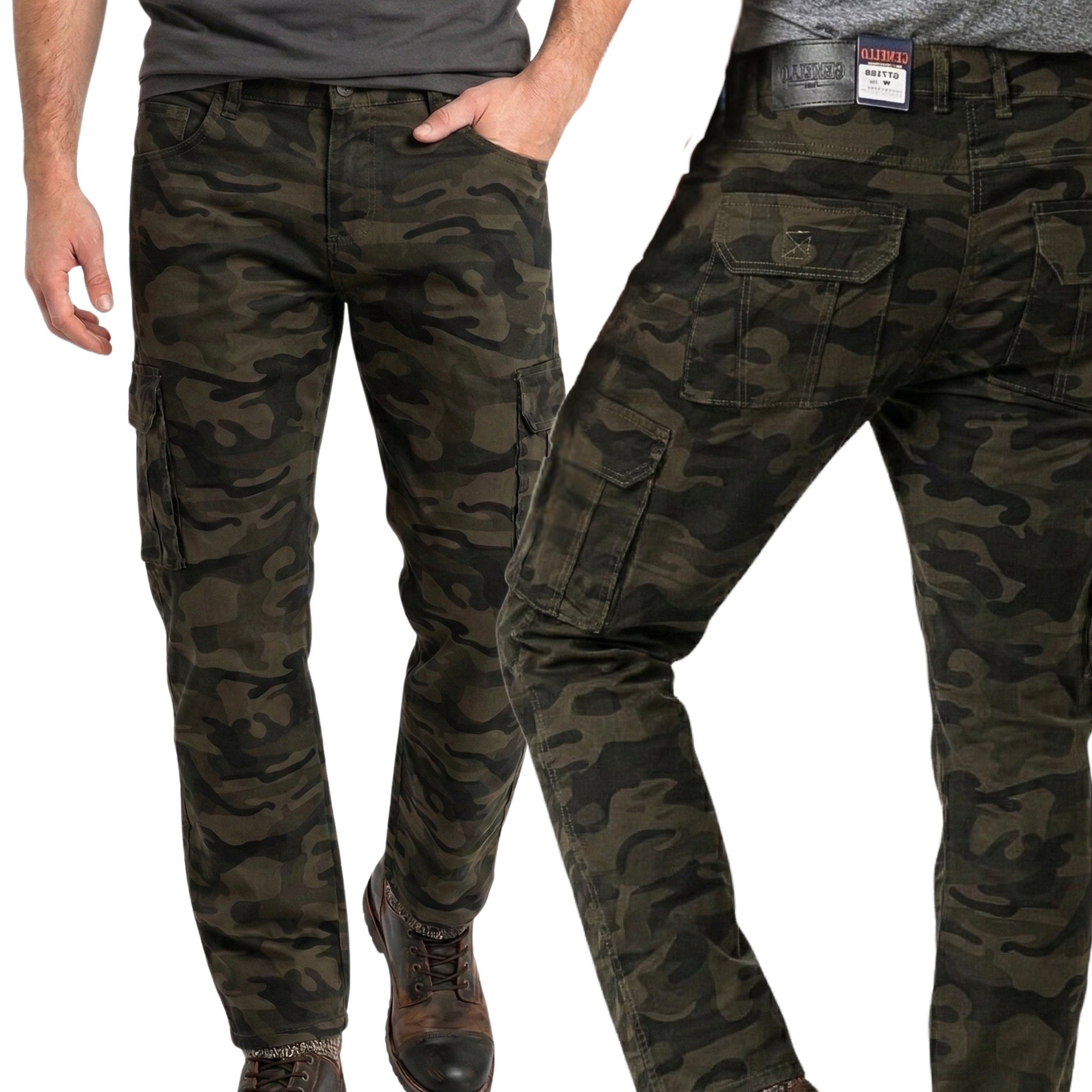 Spodnie Męskie Bojówki Moro Ciemno-zielone Klasyczne Gemello 43 pas114-120