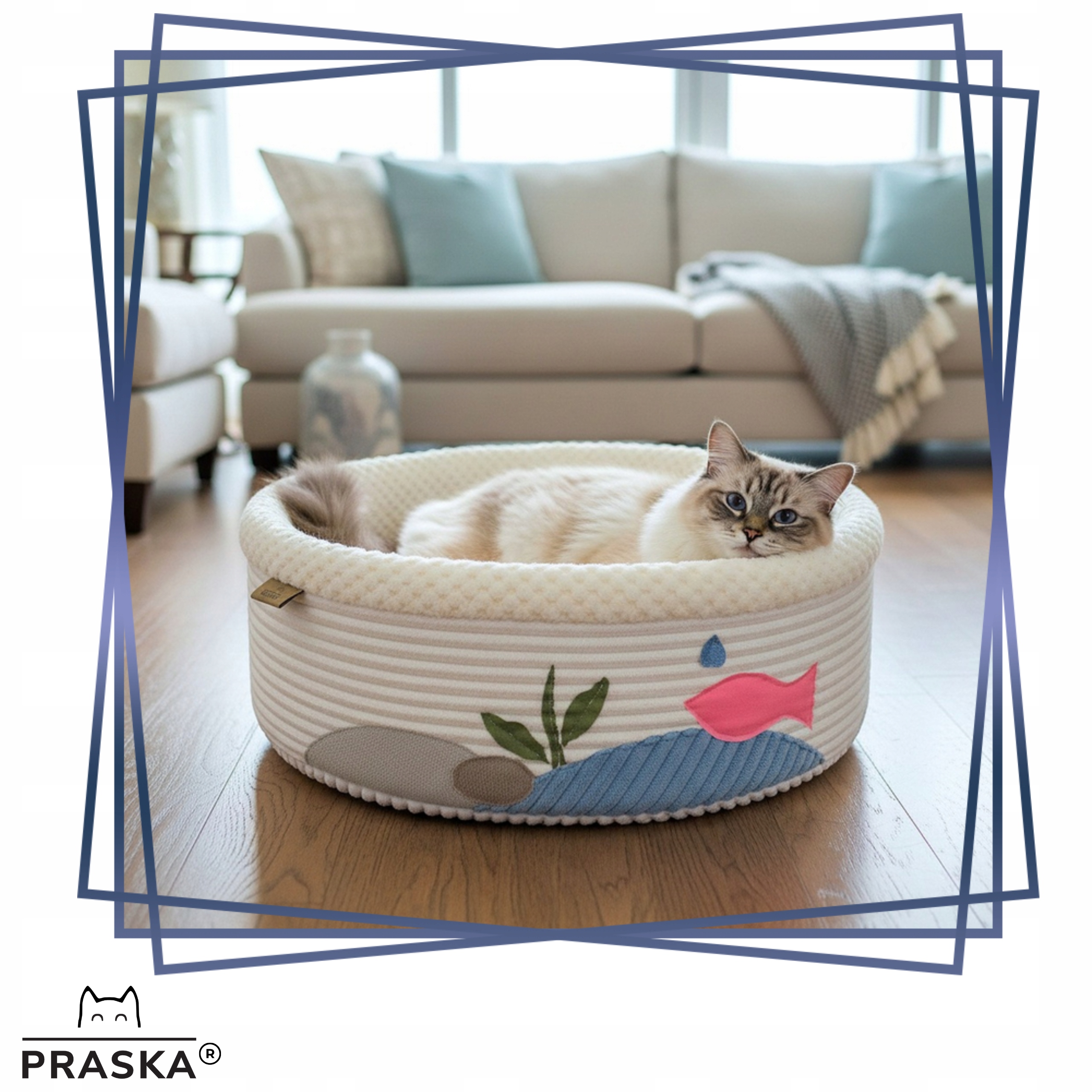 Levně Pražská Pelíšek pro kočky psa Hnízdečko Aqua 45 cm Polská Výroba