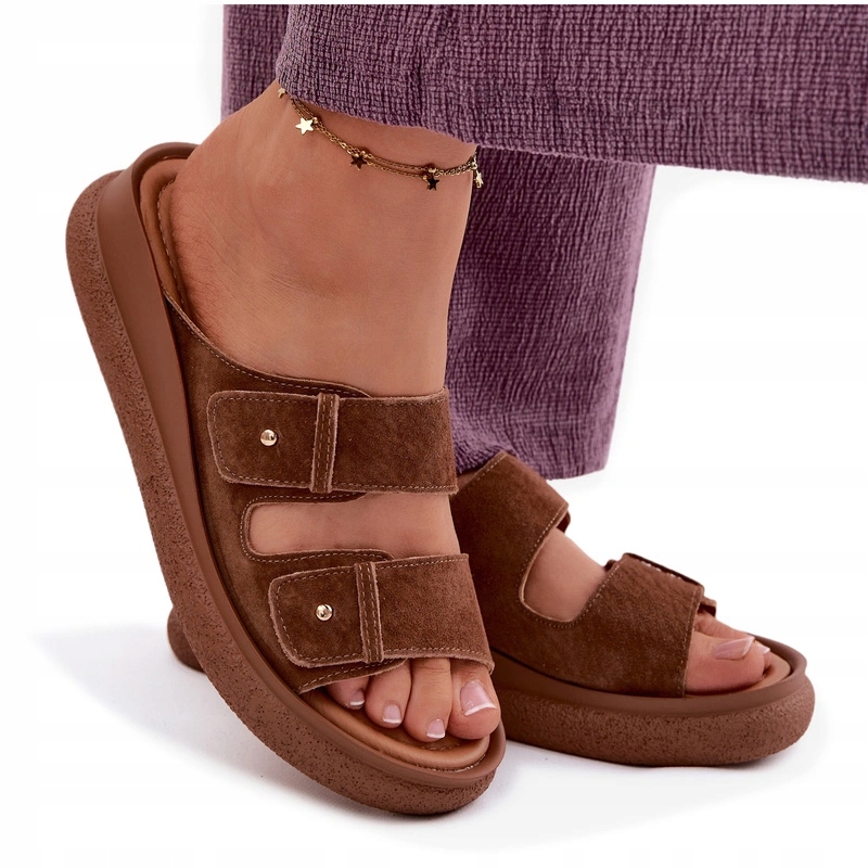 Nazouváky Dámské Semišová Kůže Koturn Pásky Vinceza 66916 Camel 40