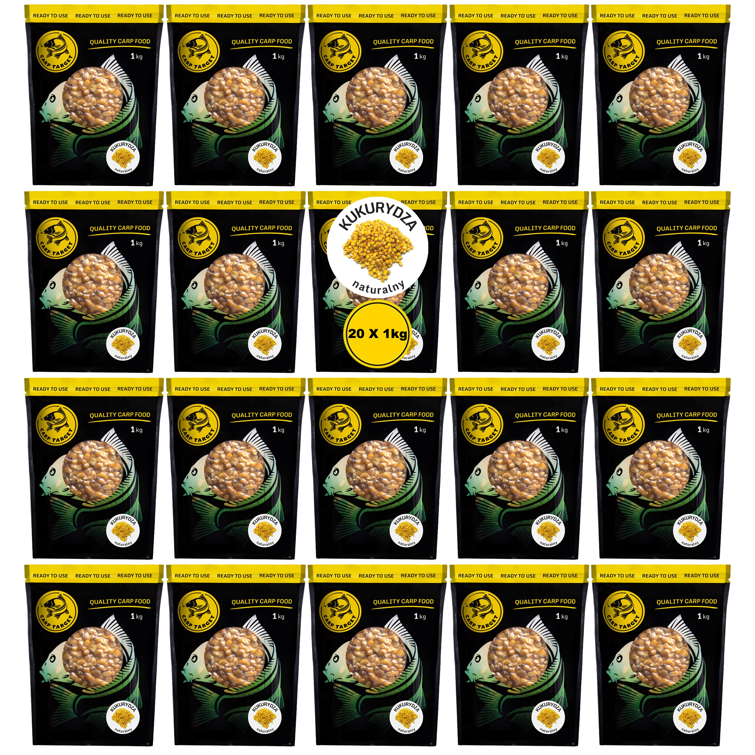 Vařená návnadová kukuřice přírodní Kukuřice Na Ryby 20 kg (20 x 1 kg)