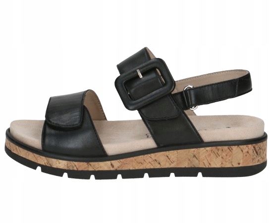 Caprice Černé Dámské Kožené Sandály S Přezkou 37 J3A