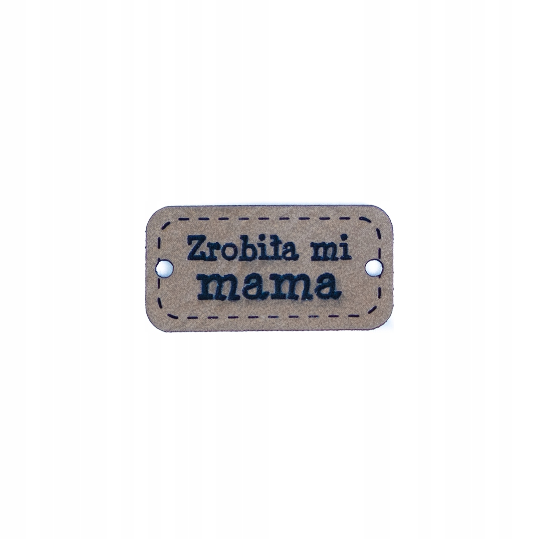 1szt metka zrobiła mi mama ekoskóra beż