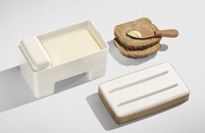 INTELIGENTNA MASELNICZKA DUŻA DREWNO BUKOWE BIAŁA Stan opakowania oryginalne