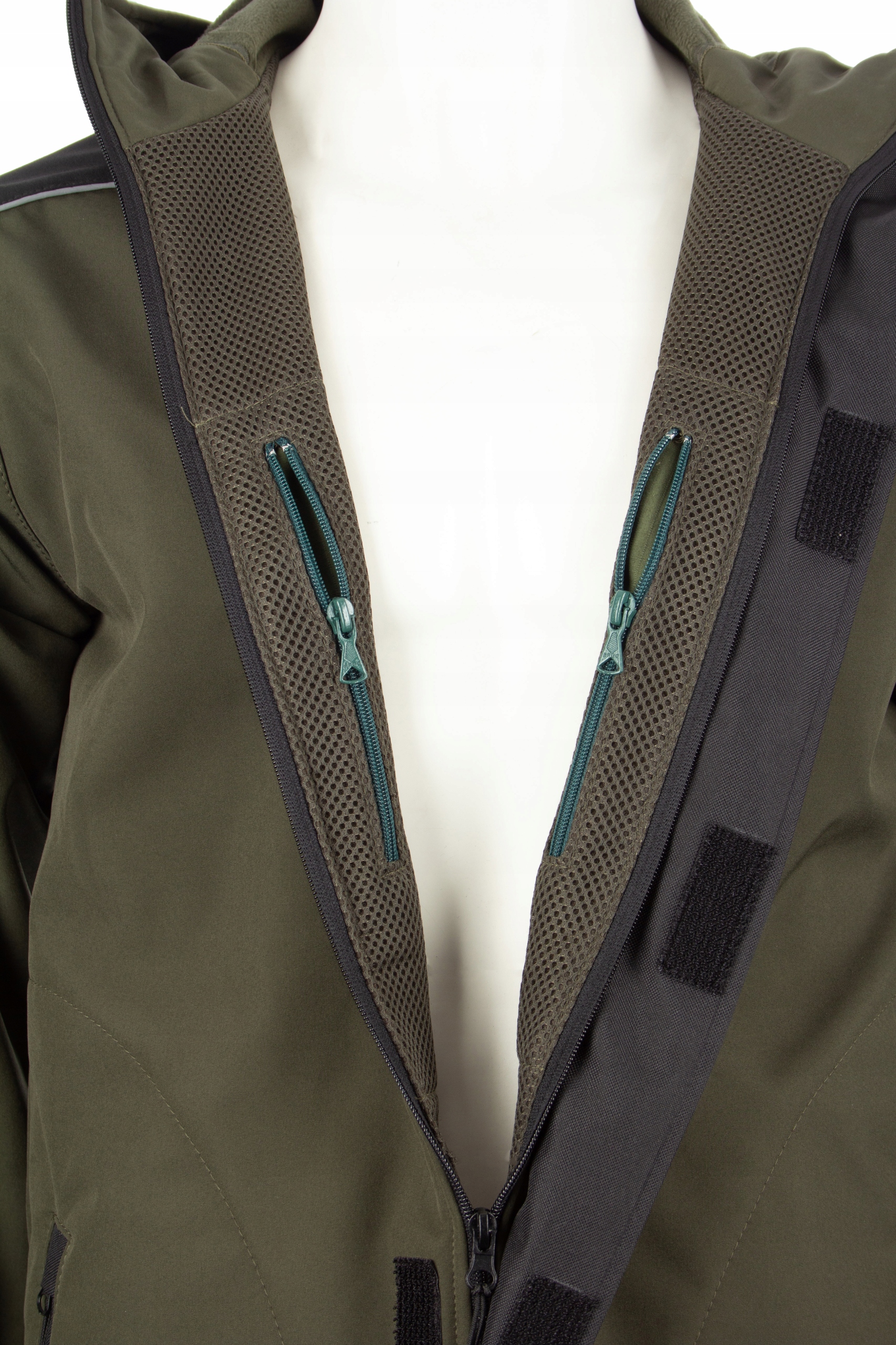 Wędkarska Kurtka softshell na Ryby Nieprzemakalna "FISHING PRO M Kolor zielony