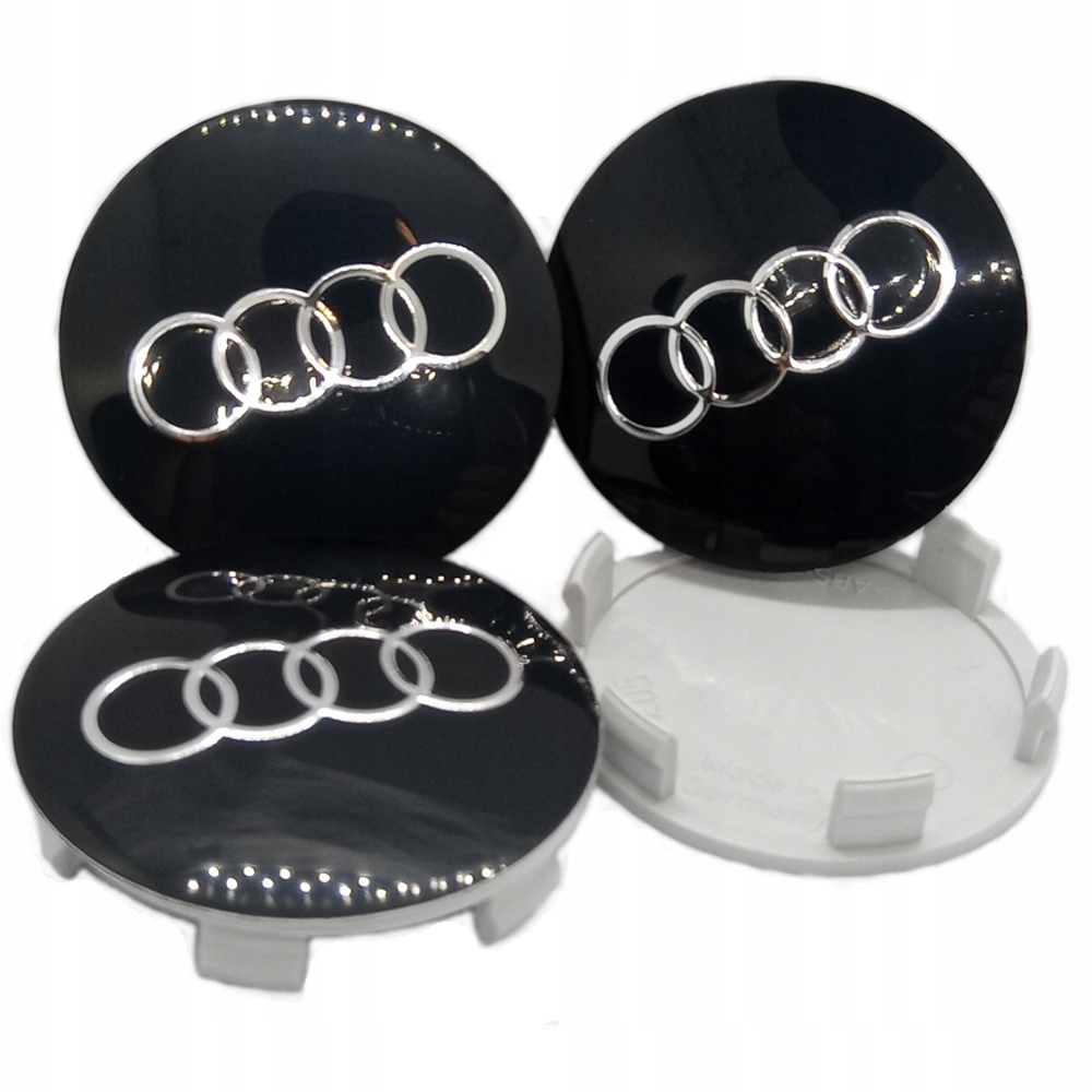 4 nowe dekle dekielki kołpaczki kapsle AUDI 60-56 mm Czarne Z05