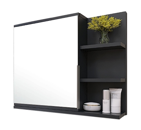Koupelnová skříňka se zrcadlem Zrcadlová skříňka, Police se zrcadlem černá pravá
