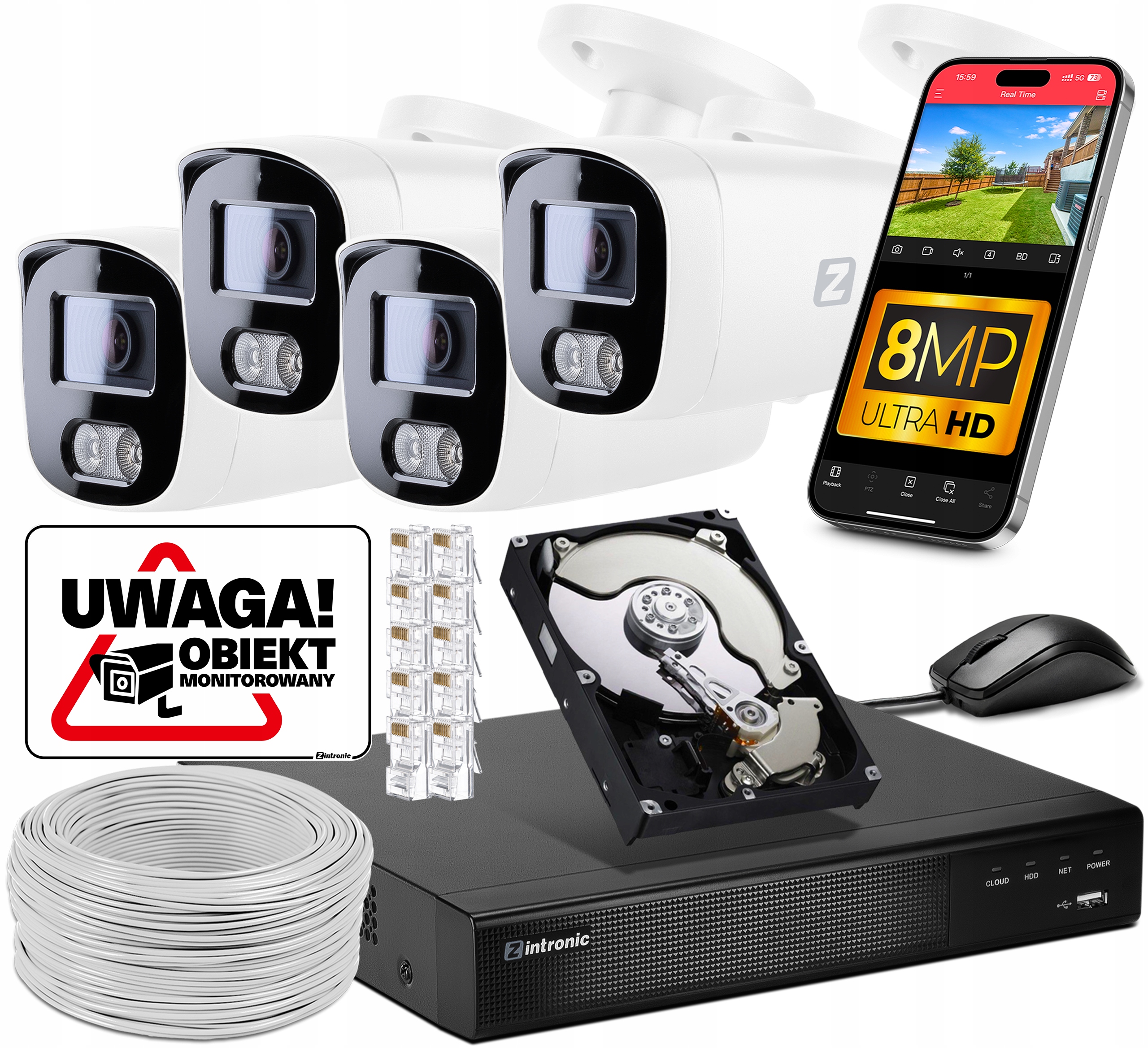 Sada na monitorovanie 4 kamier Poe 4K Ultra Hd 8Mpx Audio záznam, Aplikácia