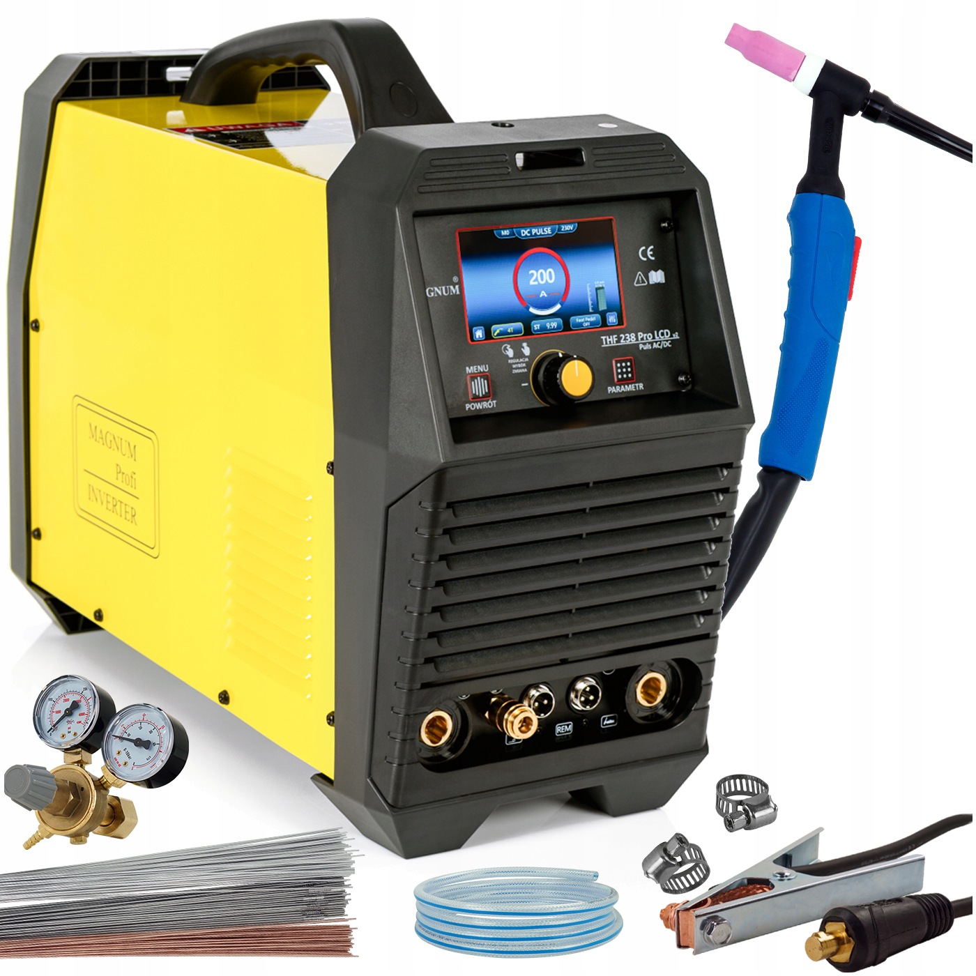 Spawarka Tig Ac DC Magnum 238 Pro LCD 200A 2T4T Spot Puls Igbt Kształt Fali