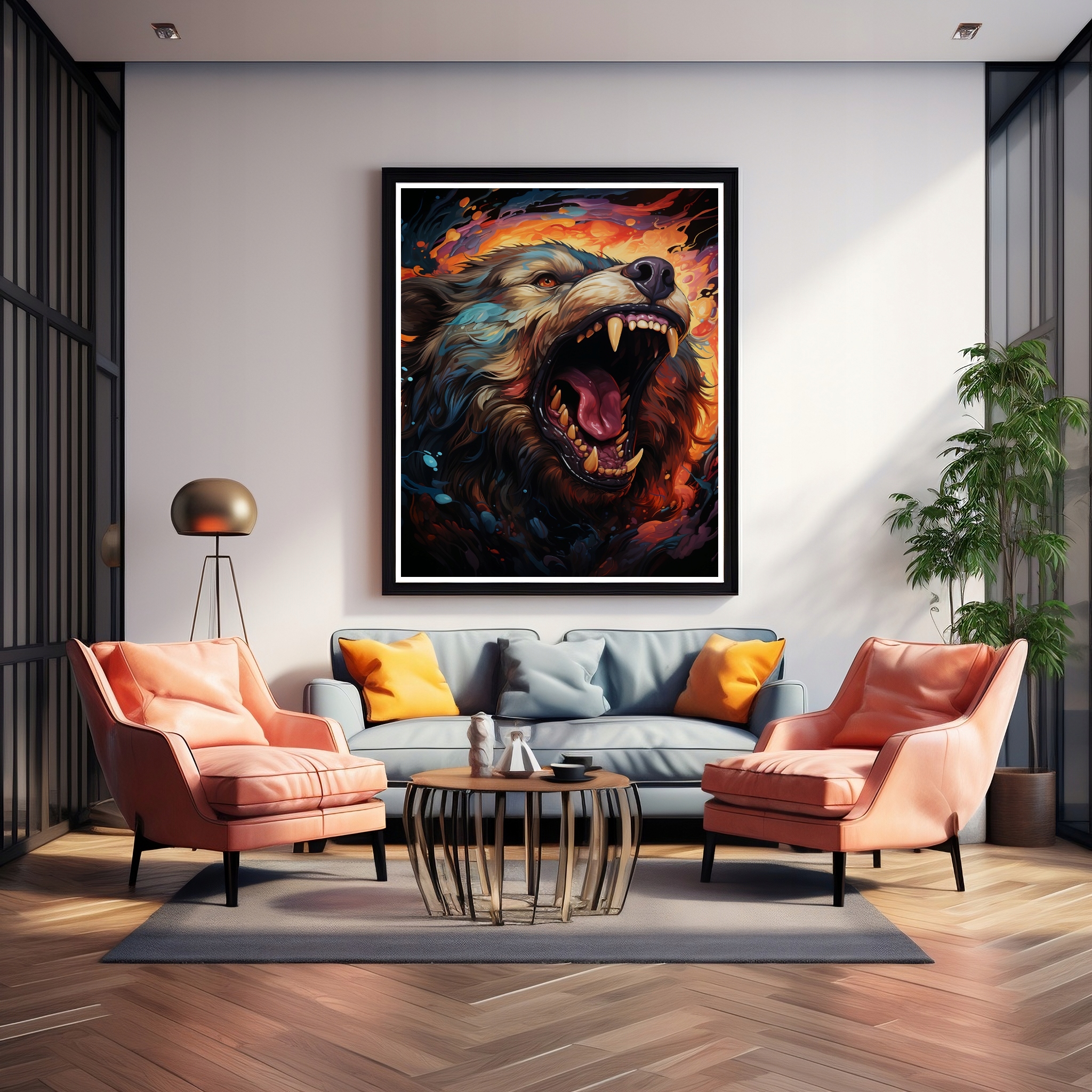 Plakat na Ścianę Obraz Wściekły Niedźwiedź Fantasy 50x70 cm Premium ElliveX Szerokość produktu 50 cm