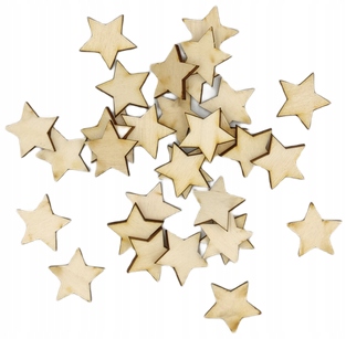 Drewniane gwiazdki ozdoba Decoupage scrapki scrapbooking SKLEJKA 50 szt