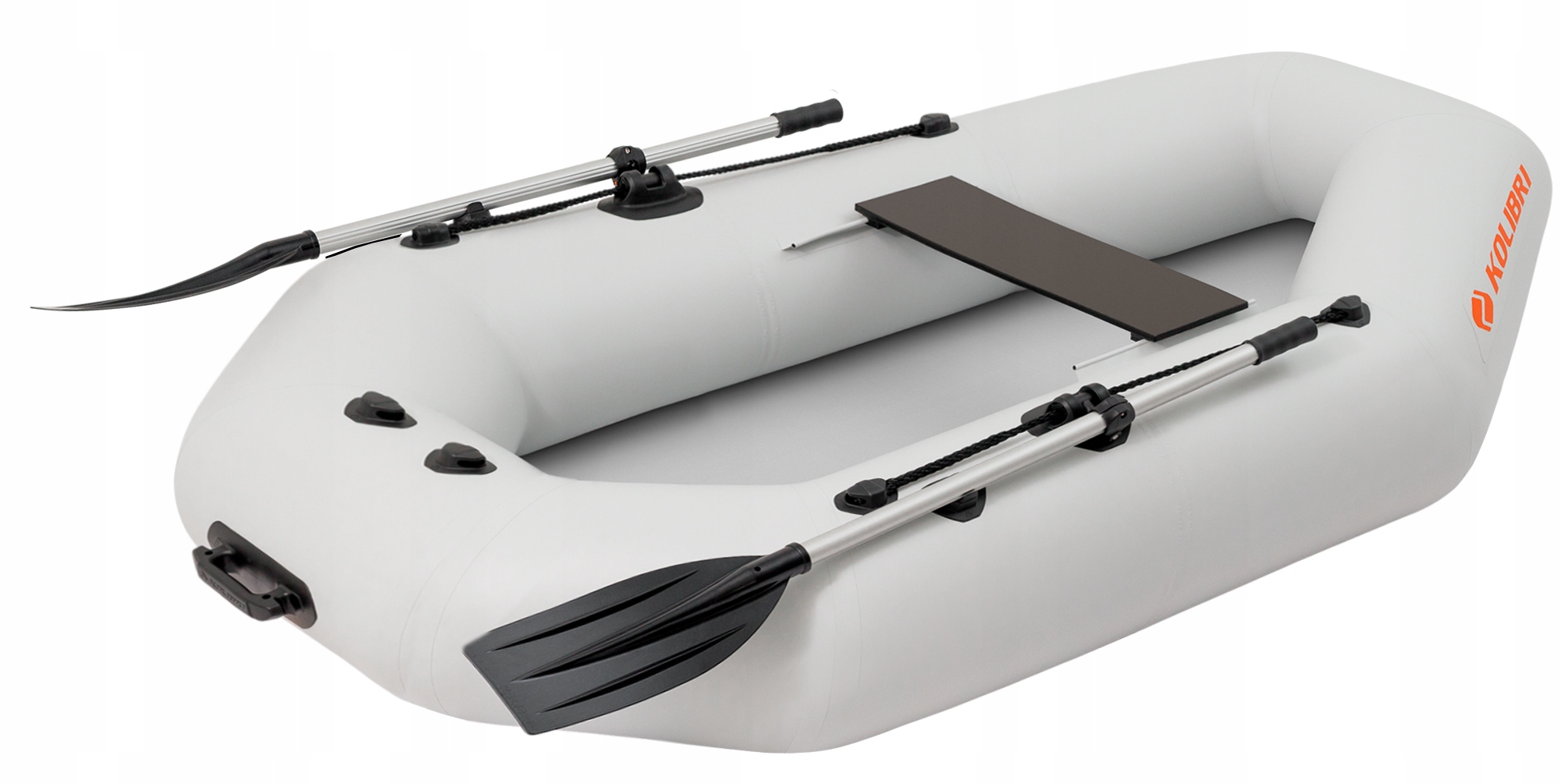 Ponton Kolibri K-220T z podłogą rolowaną i pawężą do silnika jasnoszary
