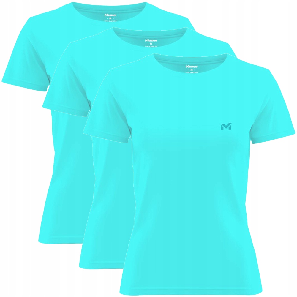 Zestaw 3szt Koszulka Damska Bawełniana Morowo Premium T-shirt Błękitna XL