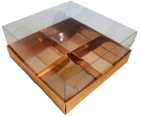 Krabička na 4 monoporce zlatých muffinů 17,5x17,5x7,5 cm, balení 10 kusů