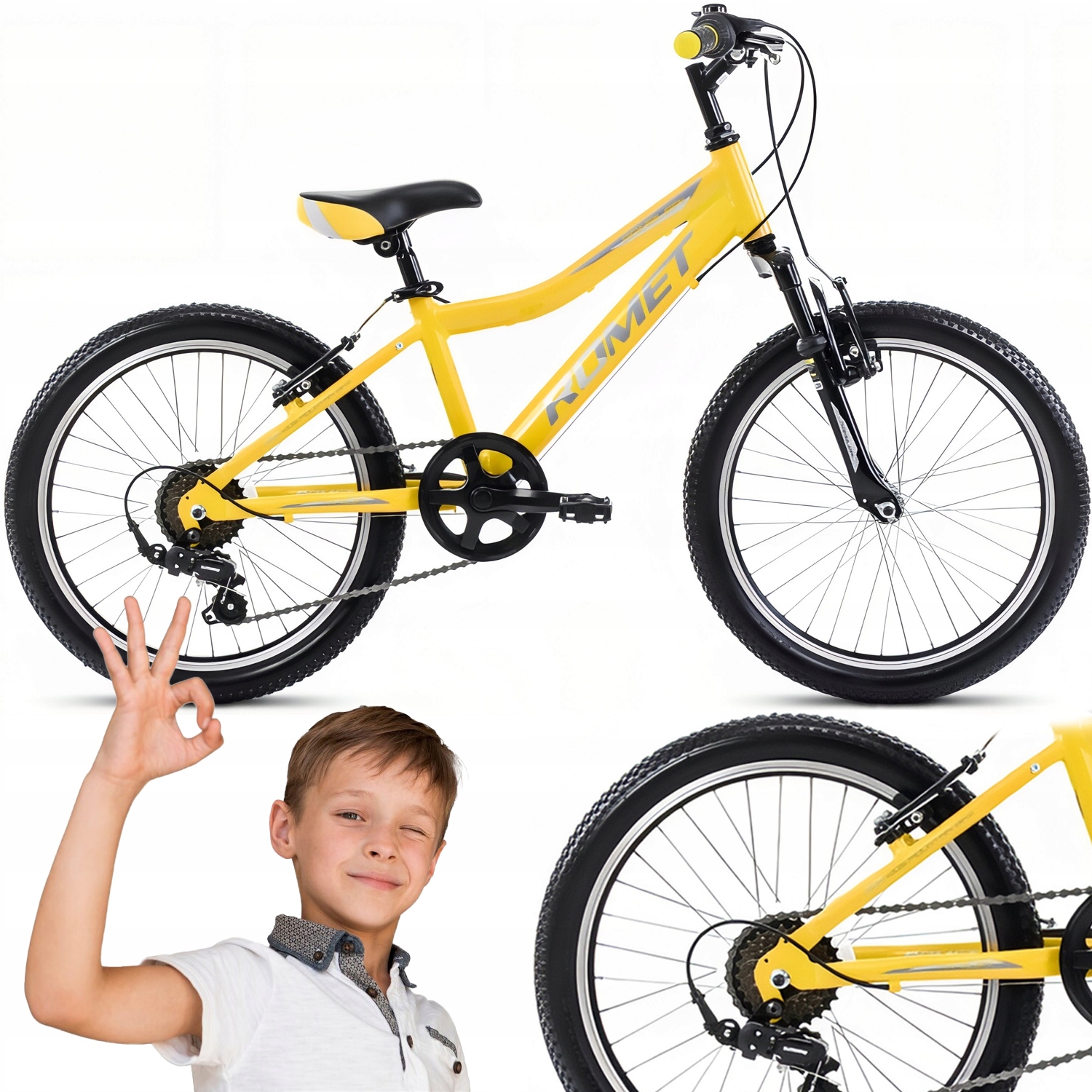 Rower Romet Rambler Kid 2 20 Cali Rama 10 Dziecięcy Kolekcja 2024 Żółty