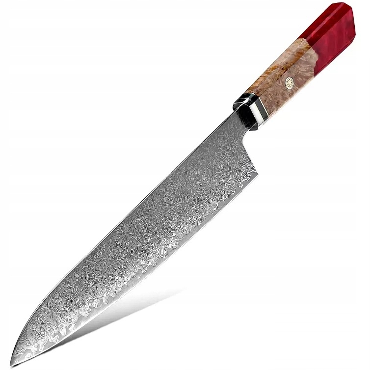 Damaškový kuchynský nôž Ku 20017 Chef/Červená/36cm KP-20017